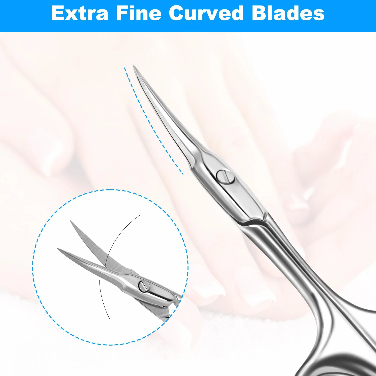 Ciseaux à Cuticules Incurvés Professionnels en Acier Inoxydable - Ciseaux Sourcils Ultra-Fins de Précision pour Ongles, Sourcils, Cils et Cheveux