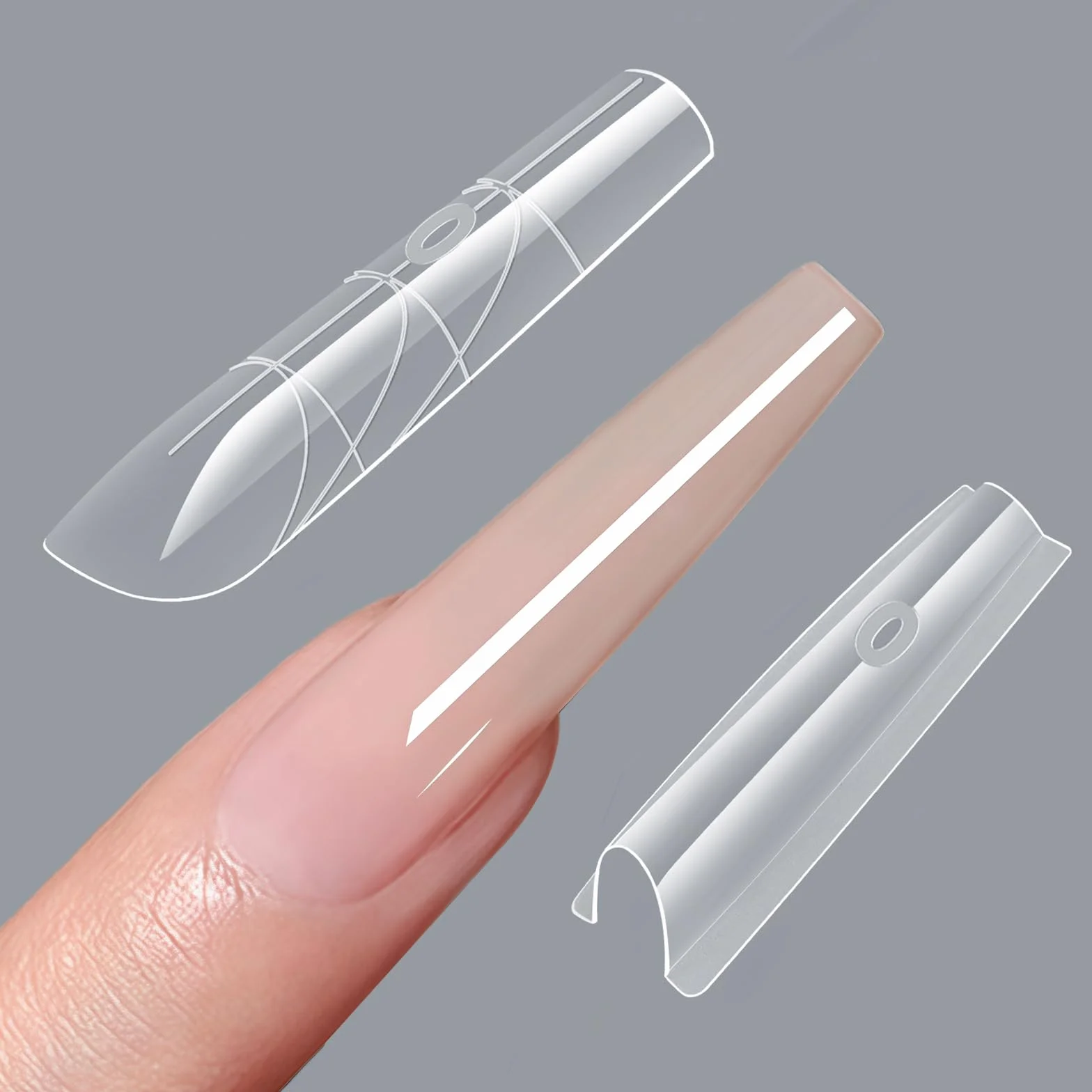 240 Pièces Embouts de Faux Ongles, Moule Design Sandwich pour Extension Rapide des Ongles, Transparentes pour Ongles en Gel pour Extension Polygel Art Nail Salon