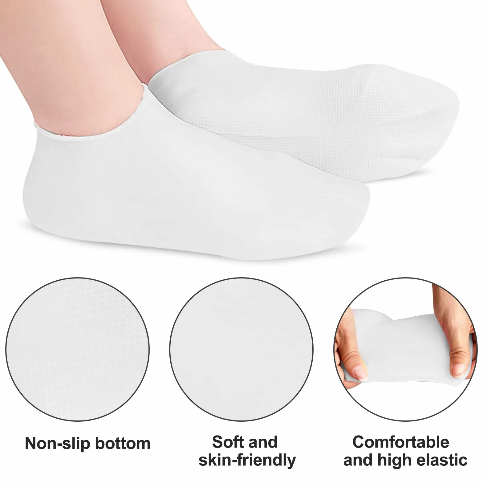 Chaussettes Hydratantes Anti-fissuration Pieds Fissurés Soin Gel Hommes Femmes (Blanc)
