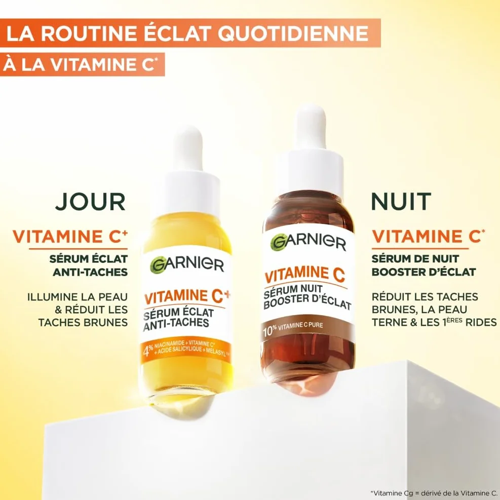 GARNIER Skin Active Vitamine C Sérum Éclat Anti-Taches Brunes 4% Niacinamide Vitamine C Acide Salicylique Melasyl 30 ml