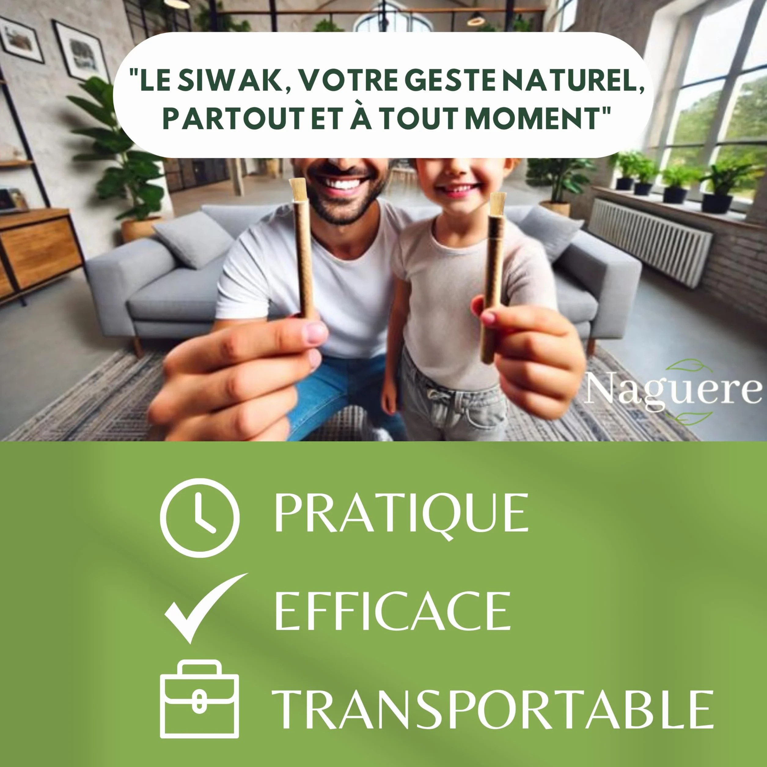 Siwak Naturel 6 Batons de Miswak Sec + Pochon Sans Conservateur Écologique Sans Plastique