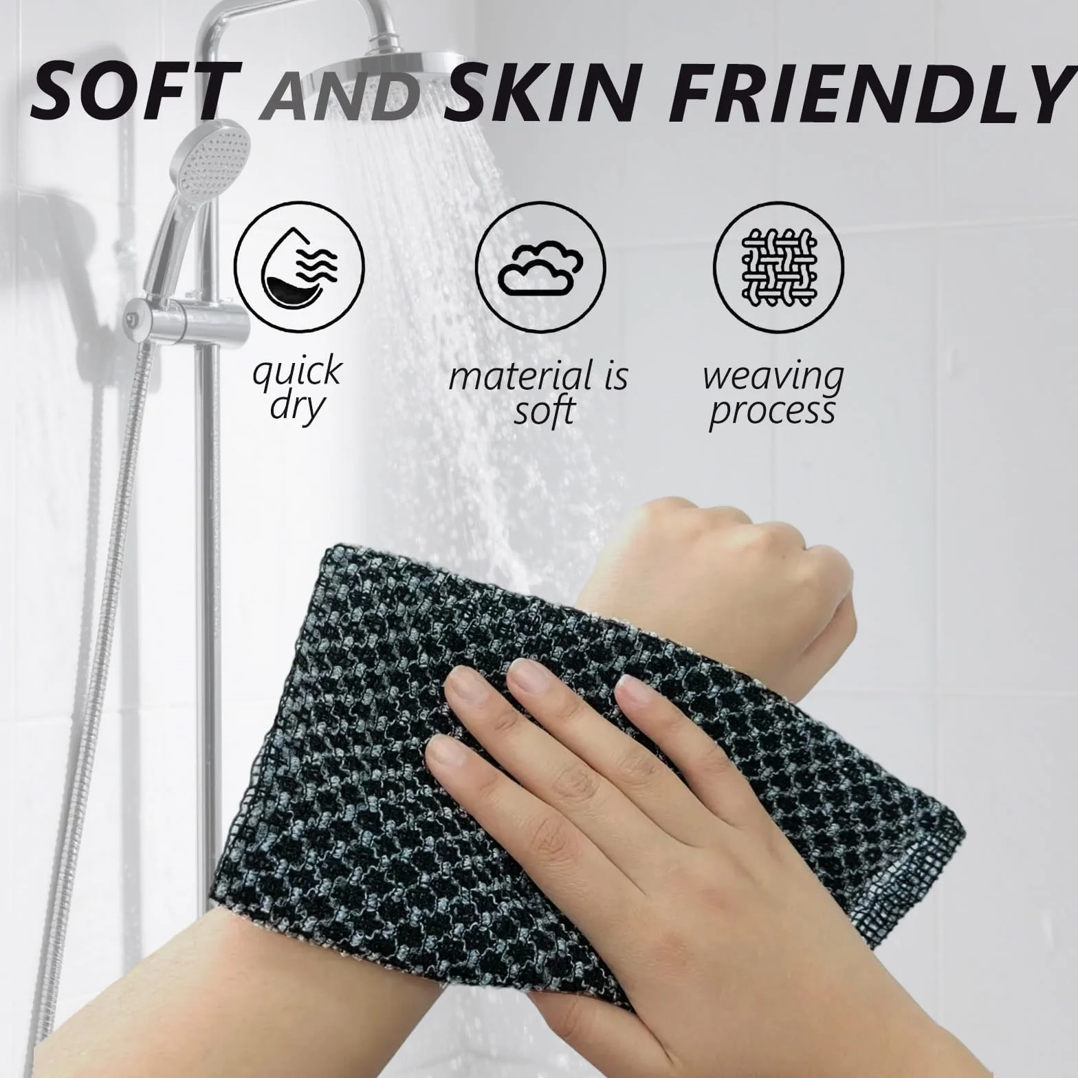 Serviettes Exfoliantes Japonaises pour le Dos, Peaux Sensibles et Rugueuses