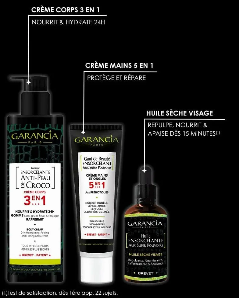 Garancia Crème corps 3 en 1 400 ml Formule ENSORCELANTE ANTI-PEAU DE CROCO Parfum
