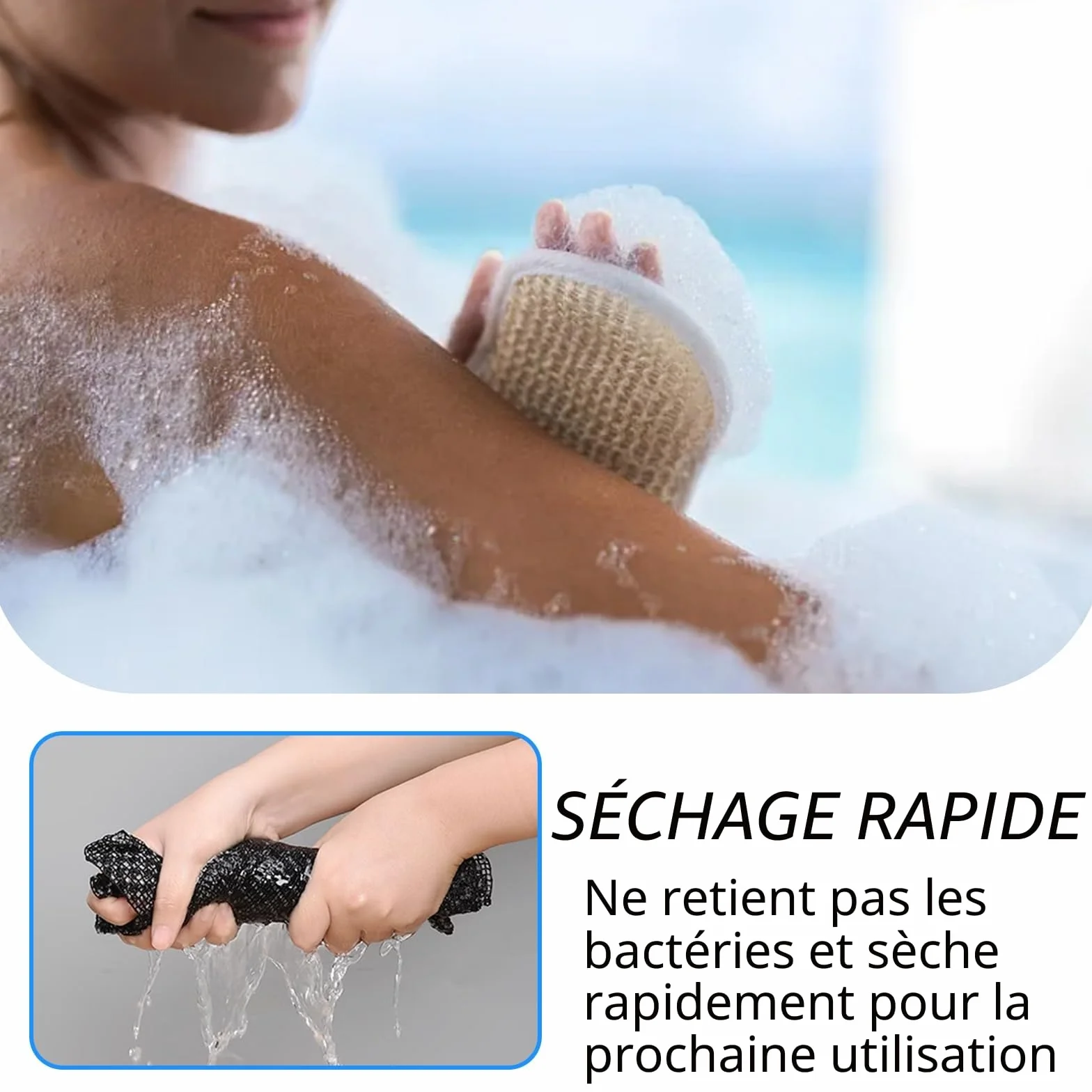 DALAETUS Serviettes Exfoliantes Japonaises 2 Pièces, Gommage du Japonais Set, Débarbouillettes pour le Dos Noir