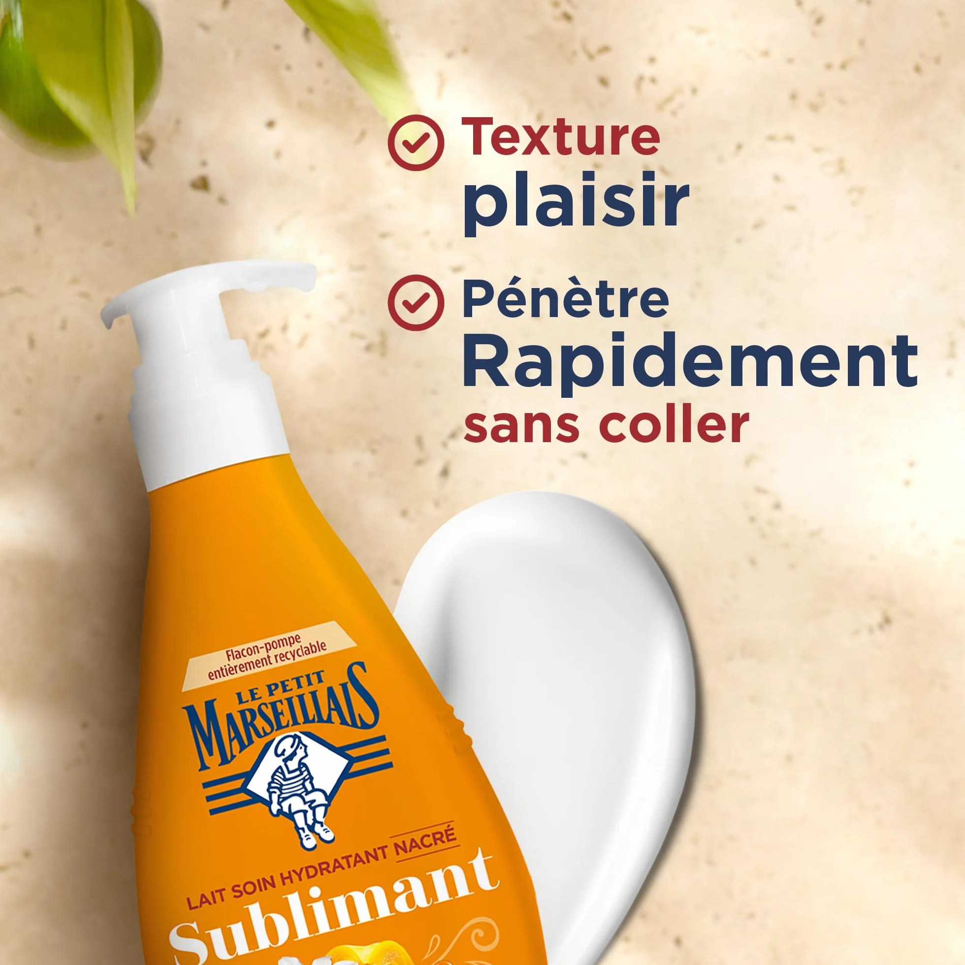 Le Petit Marseillais Lait Soin Hydratant Nacré Sublimant Corps 250 ml Peaux Très Sèches Confort 24H Huile d'Abricot Lys Blanc
