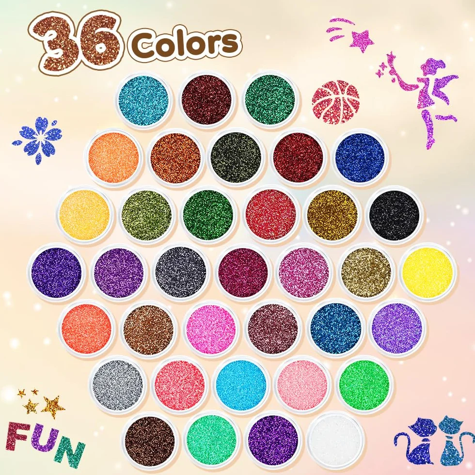 Bledras Kit Tatouage Paillettes- Enfant 36 Couleurs, 178 Pochoir, 4 Pinceaux - Tatouage Ephemere Imperméable, Cadeaux raffinés adaptés aux enfants de 3 à 12 ans