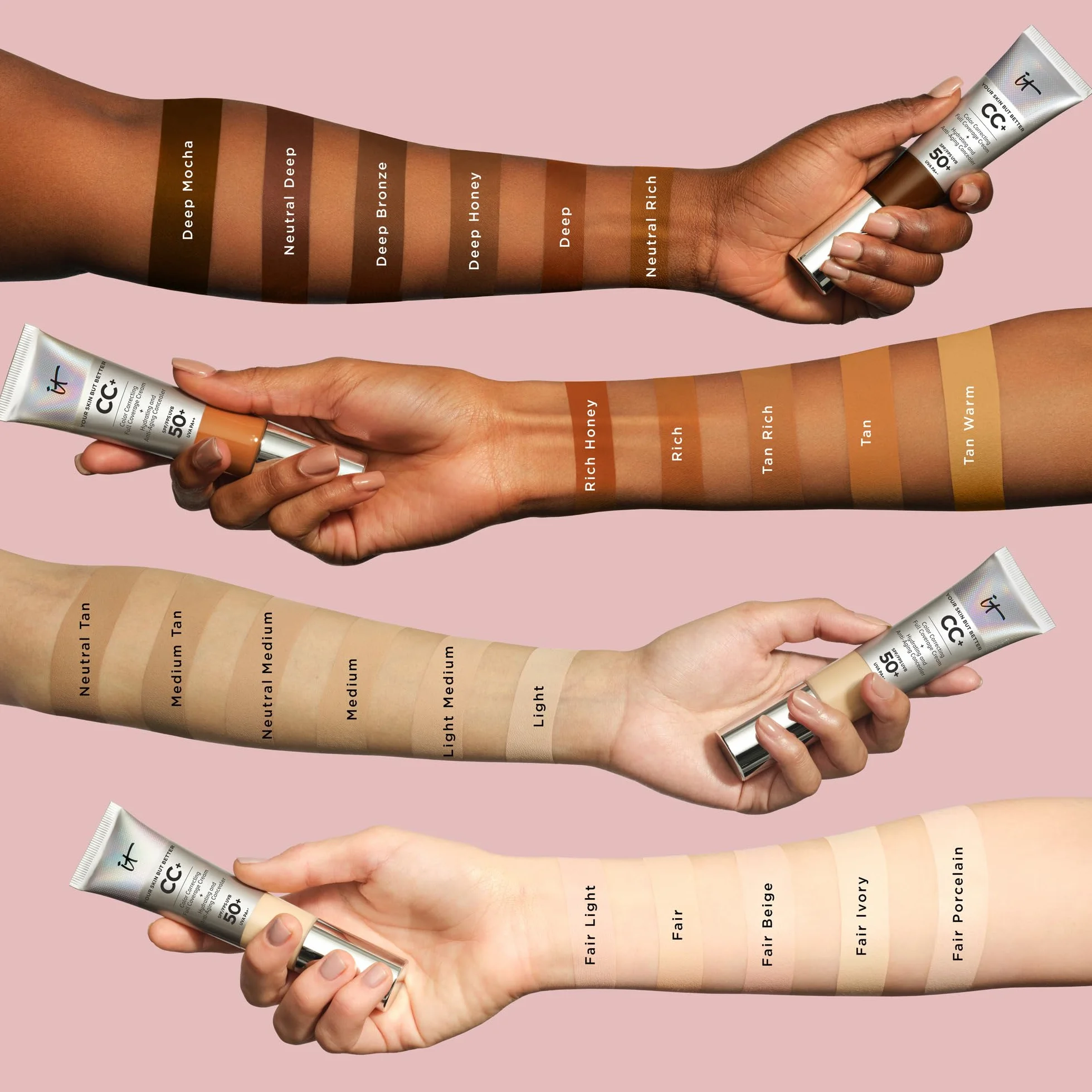 IT Cosmetics Your Skin But Better CC Cream SPF 50+ Crème multi-usages hautement pigmentée 32 ml Teintée Anti-âge Fond de teint