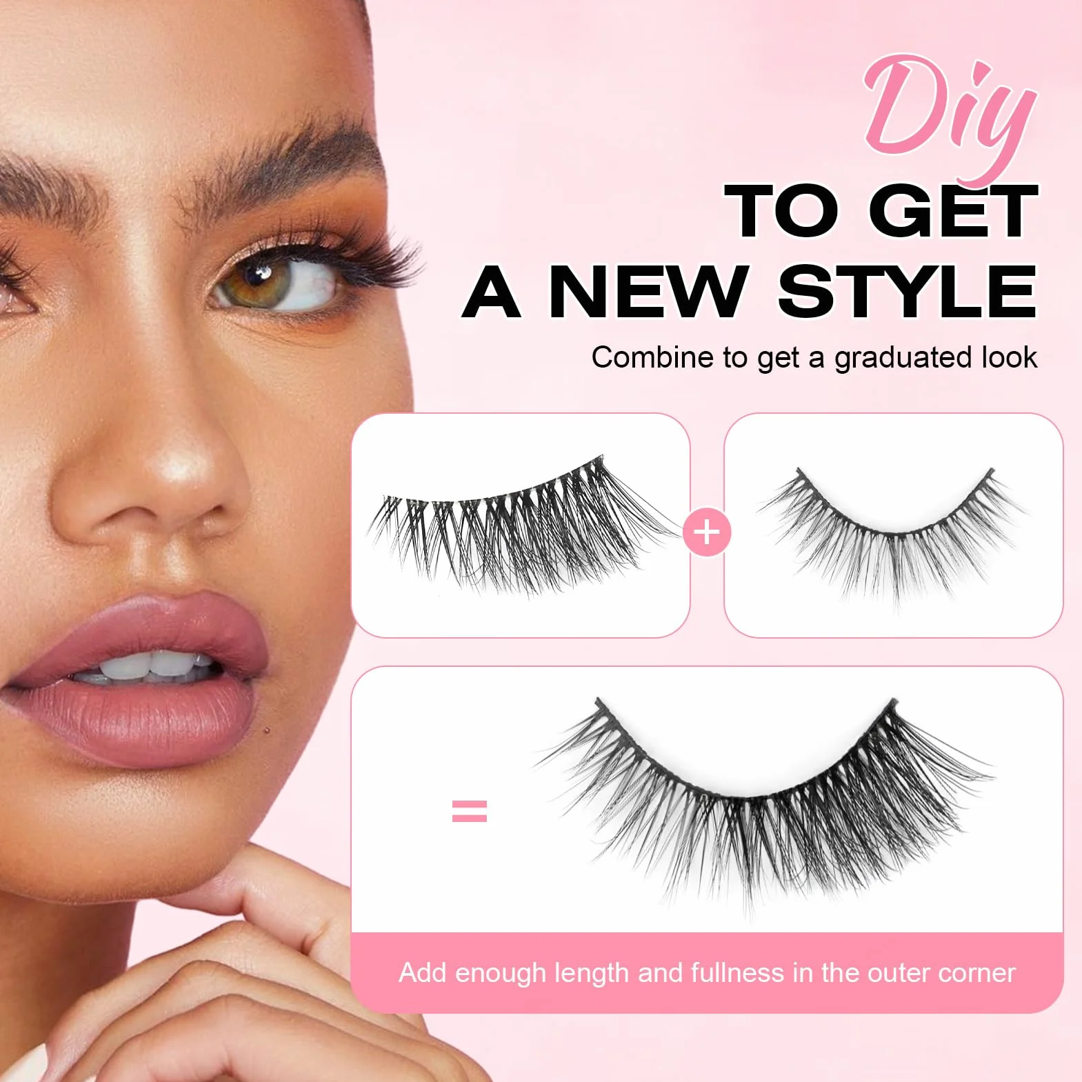 Sixstarhair Demi Faux Cils Bande Transparente 3D Naturel Half Lashes Oeil de Chat Reutilisable 10 Paires