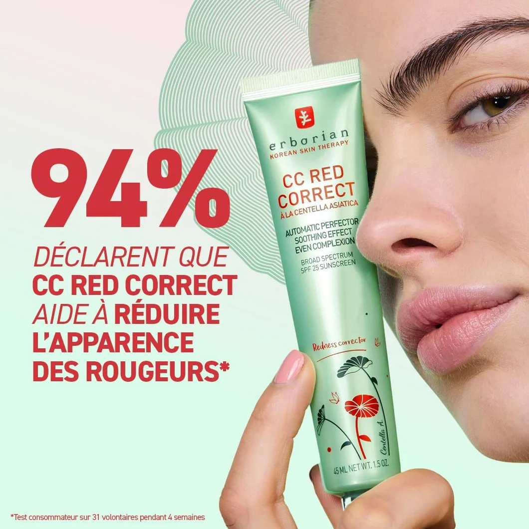 Erborian CC Red Correct Crème Teintée Anti-Rougeur SPF 25 Cosmétique Coréen