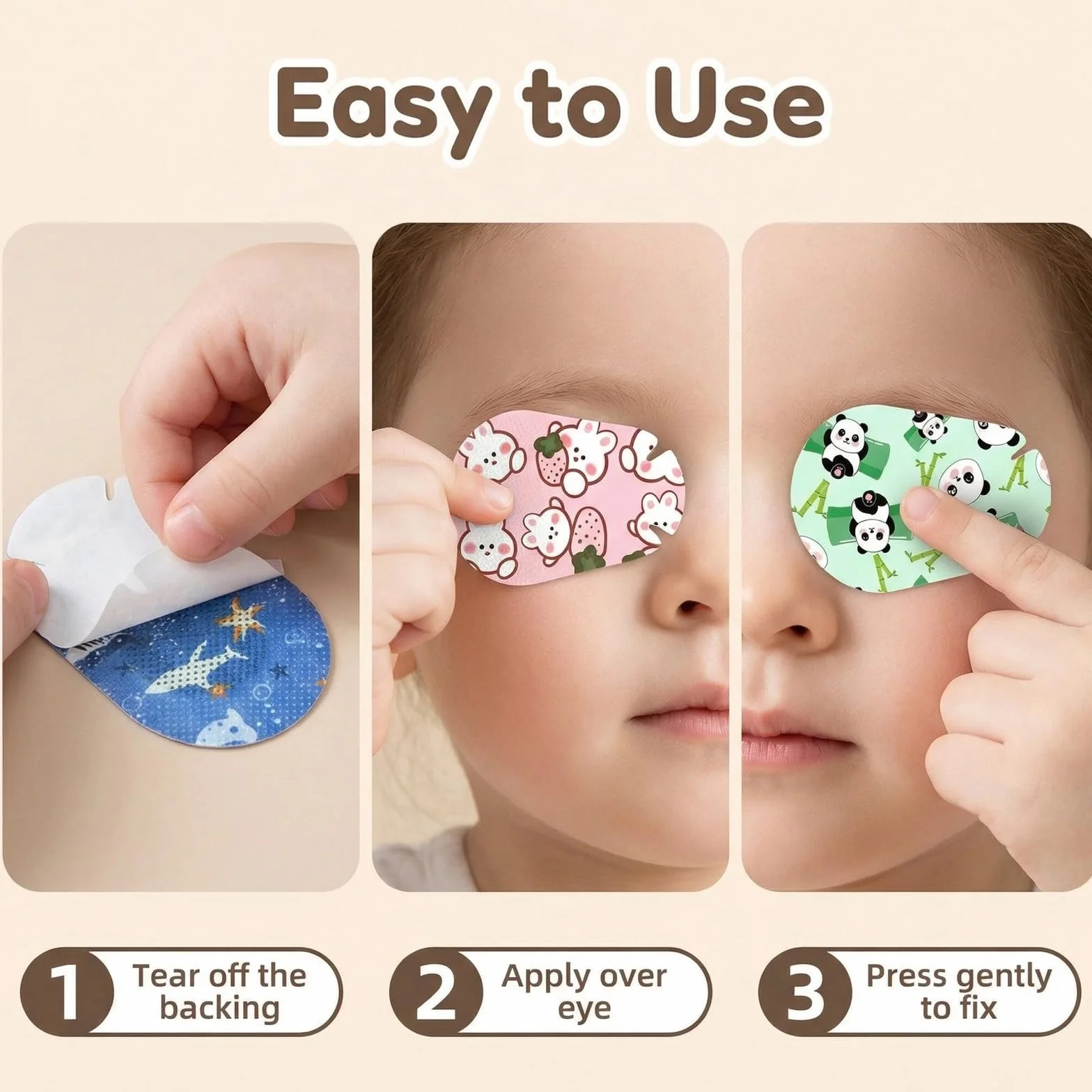 Lot de 24 Bandes Oculaires Jetables Colorées pour Enfants - Eye Patch Respirants en Coton Non Tissé Sans Latex - 12 Styles avec Blocage de Lumière