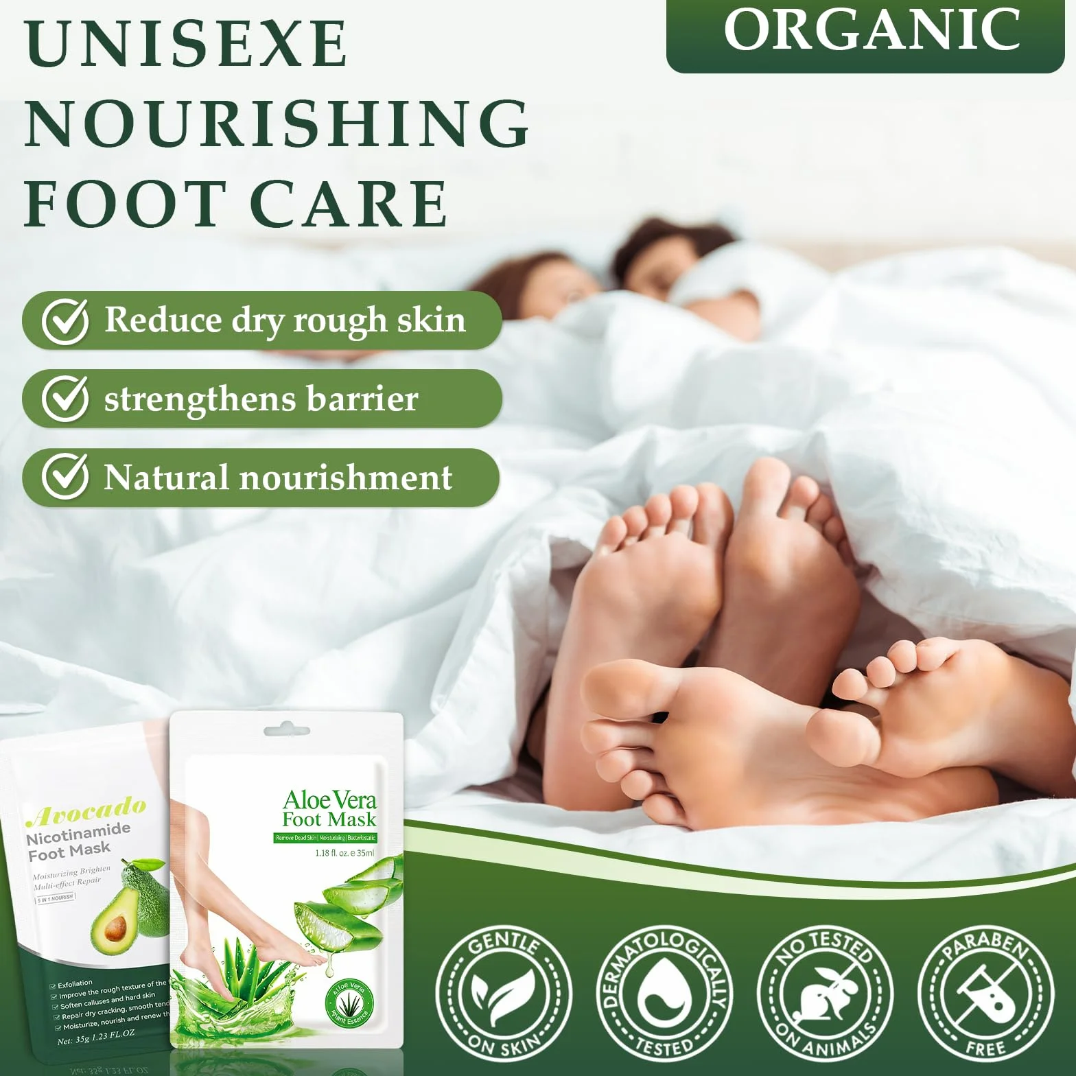 Masque Hydratant Pieds Aloe Vera Avocat, Soin Nourrissant Exfoliant Callosités, Pieds Secs Abîmés Talons Lisses
