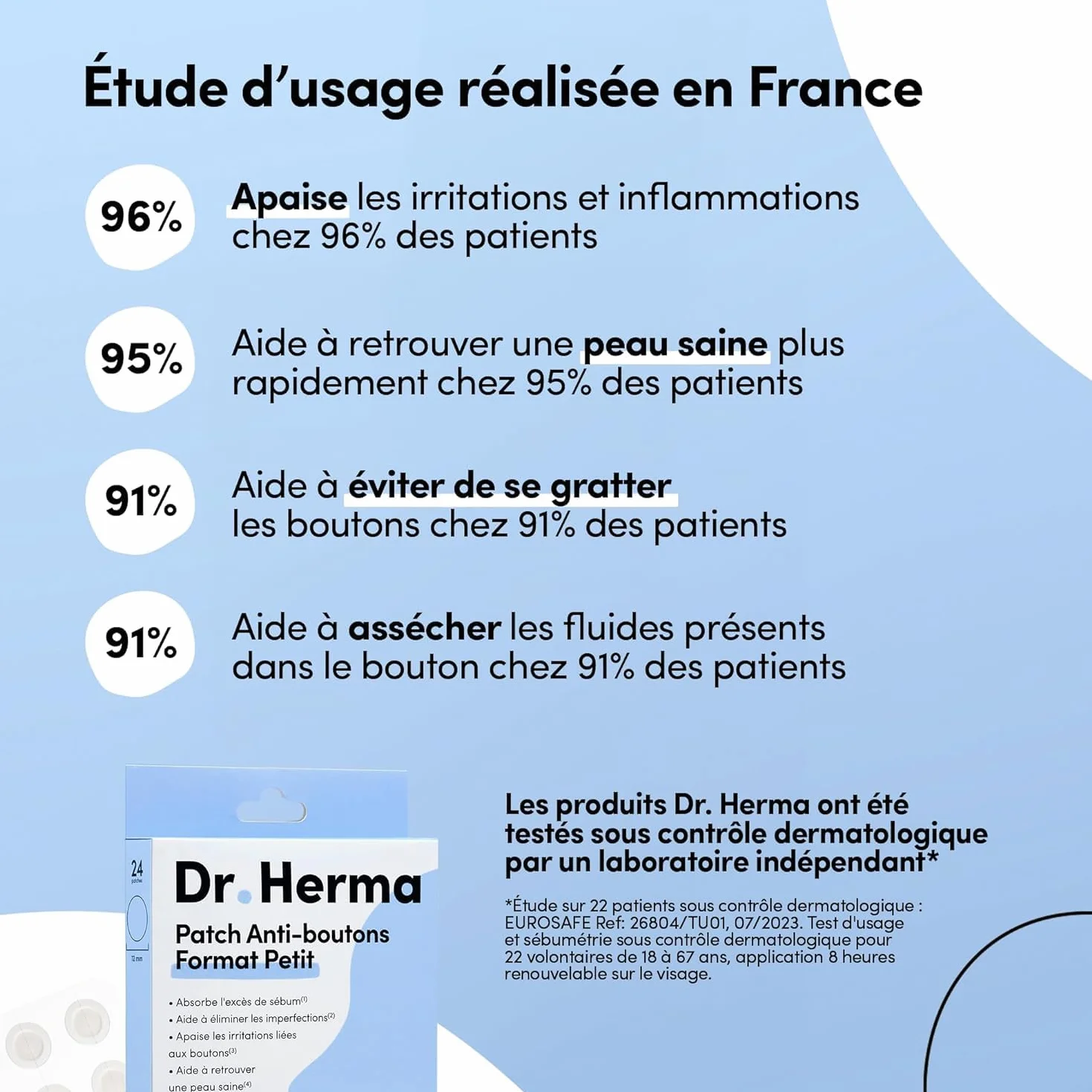 Dr. Herma Patch Anti Bouton Acné Invisible Acide Salicylique Hydrocolloïdes 3 Boîtes de 24 Patchs
