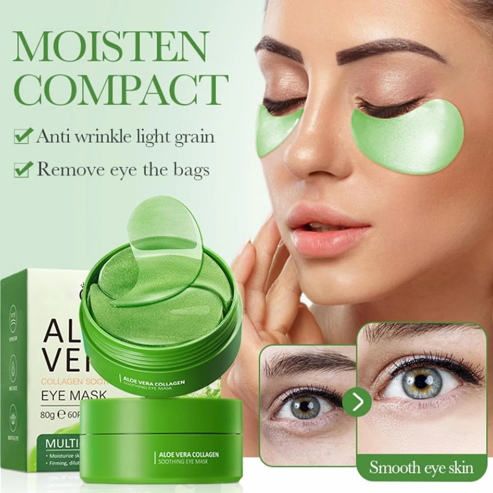 Aloe Vera Patch Yeux Anti Cernes Hydratant Anti-âge 60 Pièces