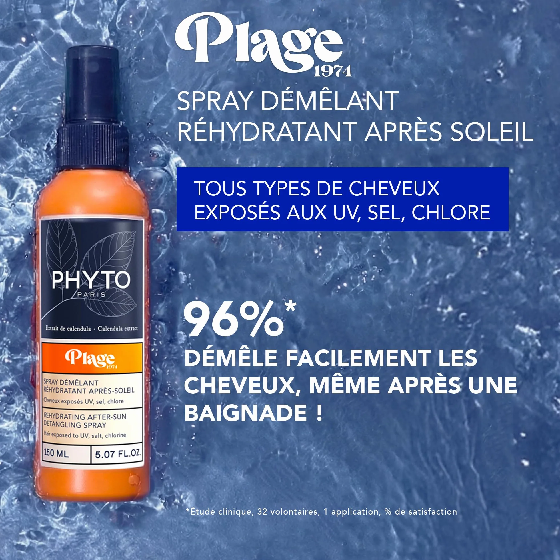 Phyto Paris PhytoPlage Spray Démêlant Réhydratant Après-Soleil 150ml Soin Cheveux Hydrate Démêle Protège