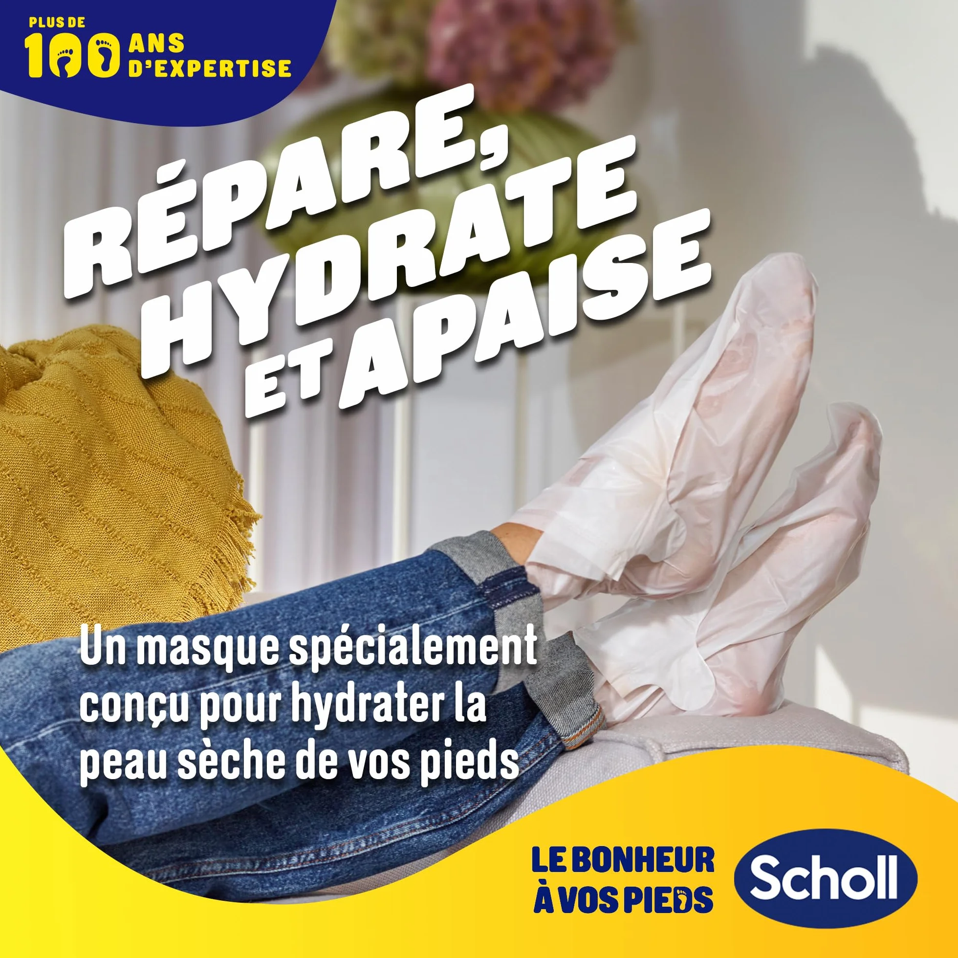 Scholl Masque Pieds Nourrissant à l'Huile de Noix de Coco, 1 Paire, Hydratant Peaux Sèches