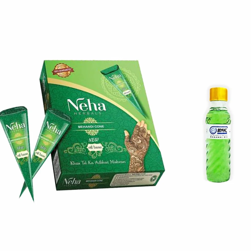 Behal International Neha Lot de 12 cônes de henné avec huile Mehandi gratuite