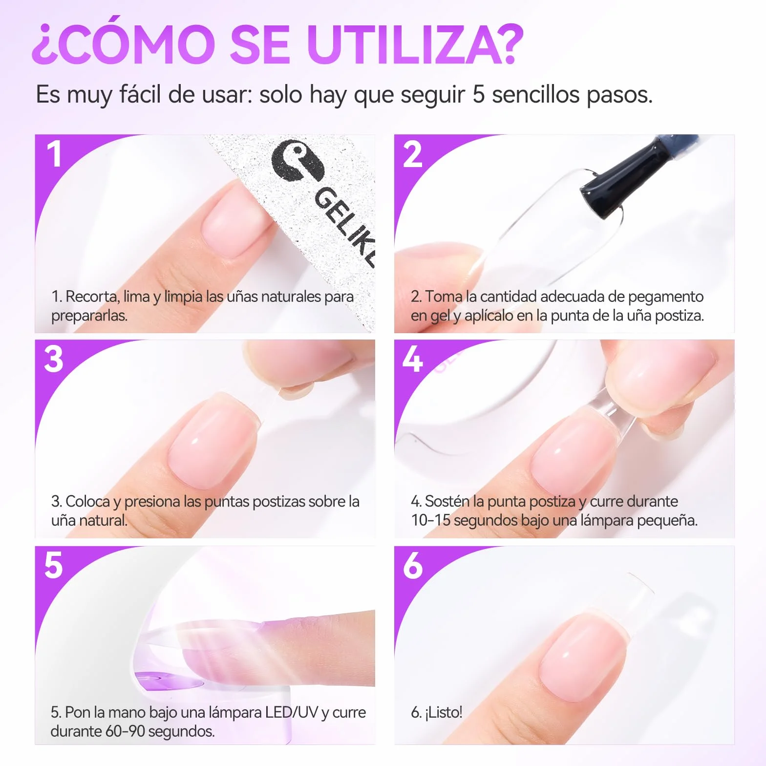 Gelike ec Colle Faux Ongles Gel 6 en 1 - Gummy Base Pose Americaine UV Builder 8ml