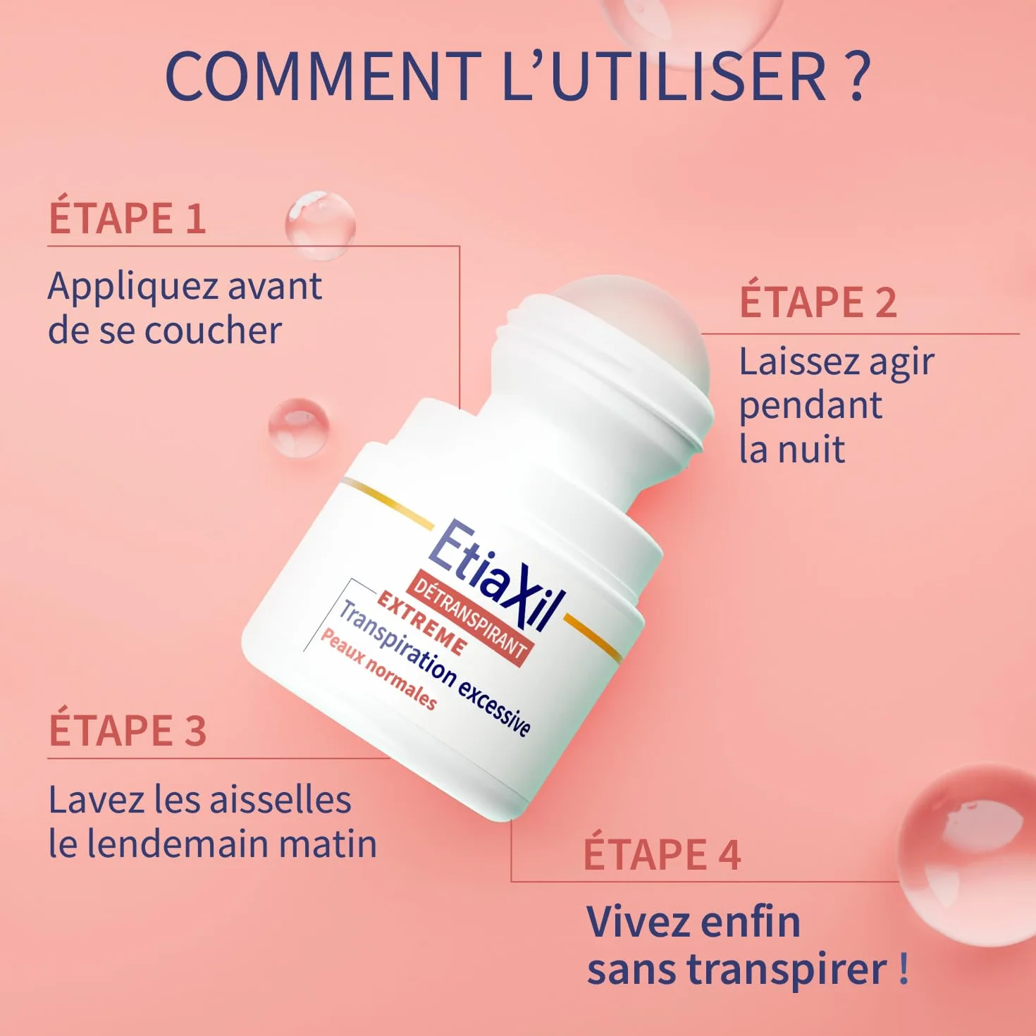 ETIAXIL Déodorant Détranspirant Traitement Transpiration Excessive Aisselles EXTREME Peaux Normales Efficacité 5 jours 15 ml