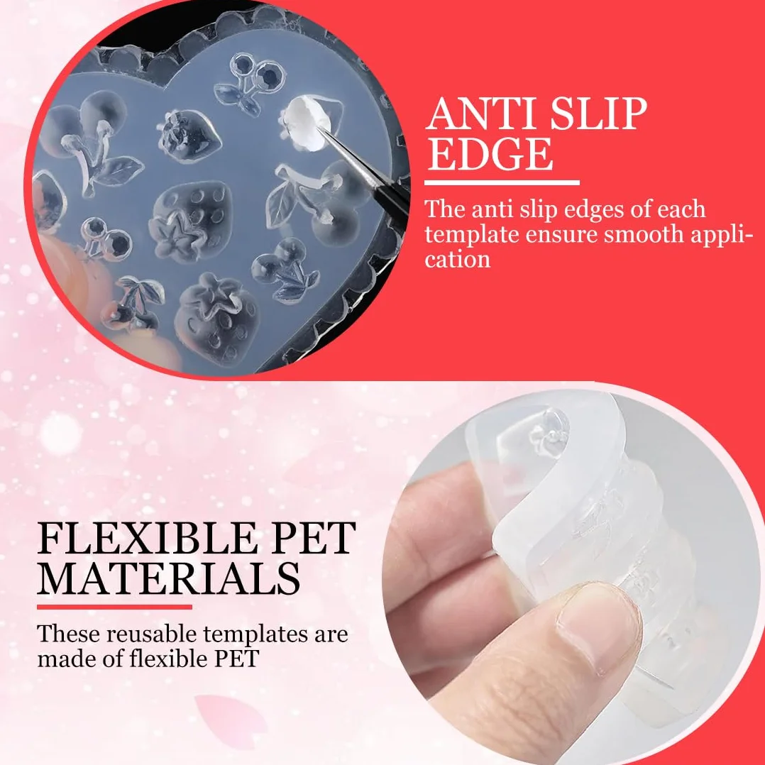 Moules en Silicone 3D Fleurs pour Art Ongulaire, Motif Floral et Fraise, Accessoires DIY Ongles