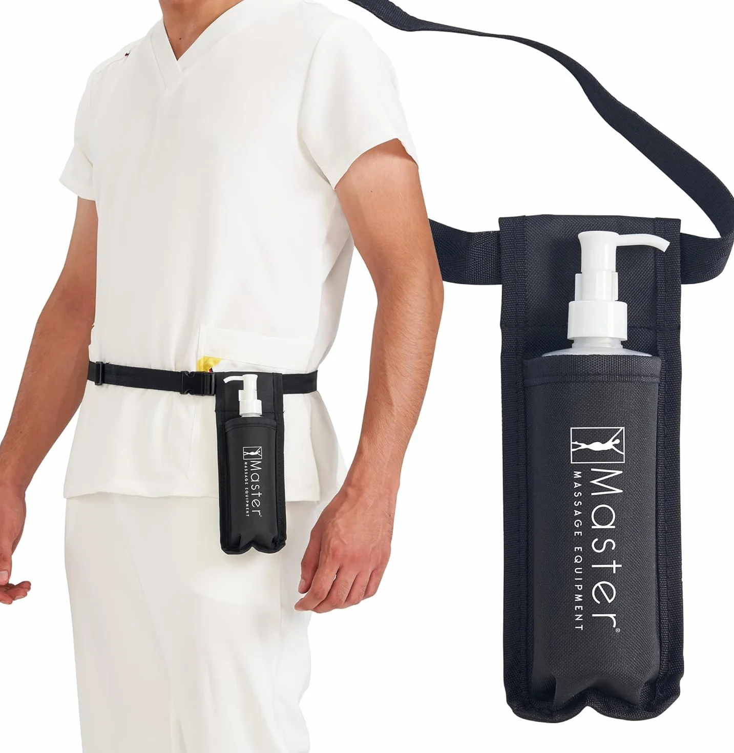 Master Massage Étui pour huile de massage réglable et résistant à la chaleur pour crème et lotion - Comprend un distributeur à pompe rechargeable de 227 ml (noir)