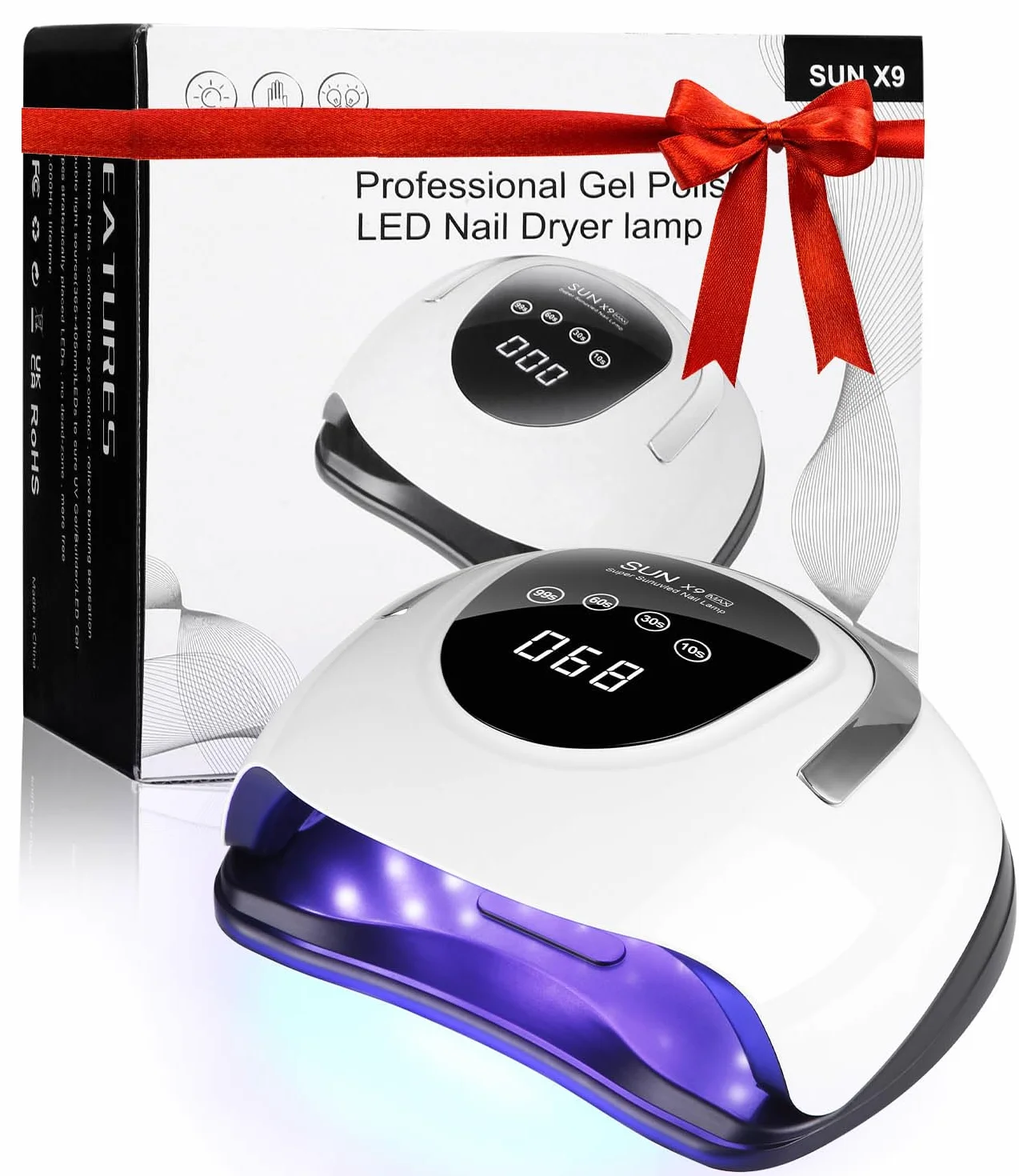 220W Lampe UV Ongles Gel, 10/30/60/99S Minuteries Lampe UV Vernis Semi Permanent, Portable Lampe LED Ongle avec Capteur Automatique, Professionnel Lampe UV Ongles Gel Pose pour Toutes Les Gels