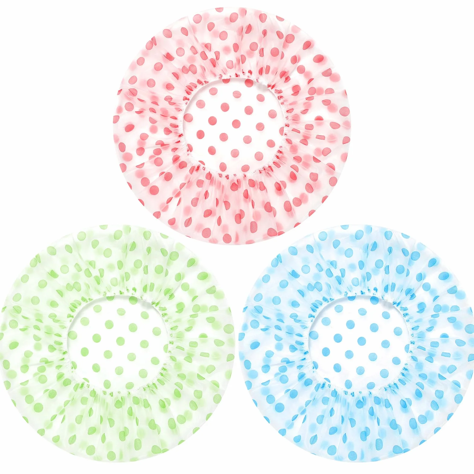 Bonnet De Douche Bonnet de Bain Élastiques Réutilisables avec Bandes Élastiques pour Femmes Douche SPA Salon (3 PCS)