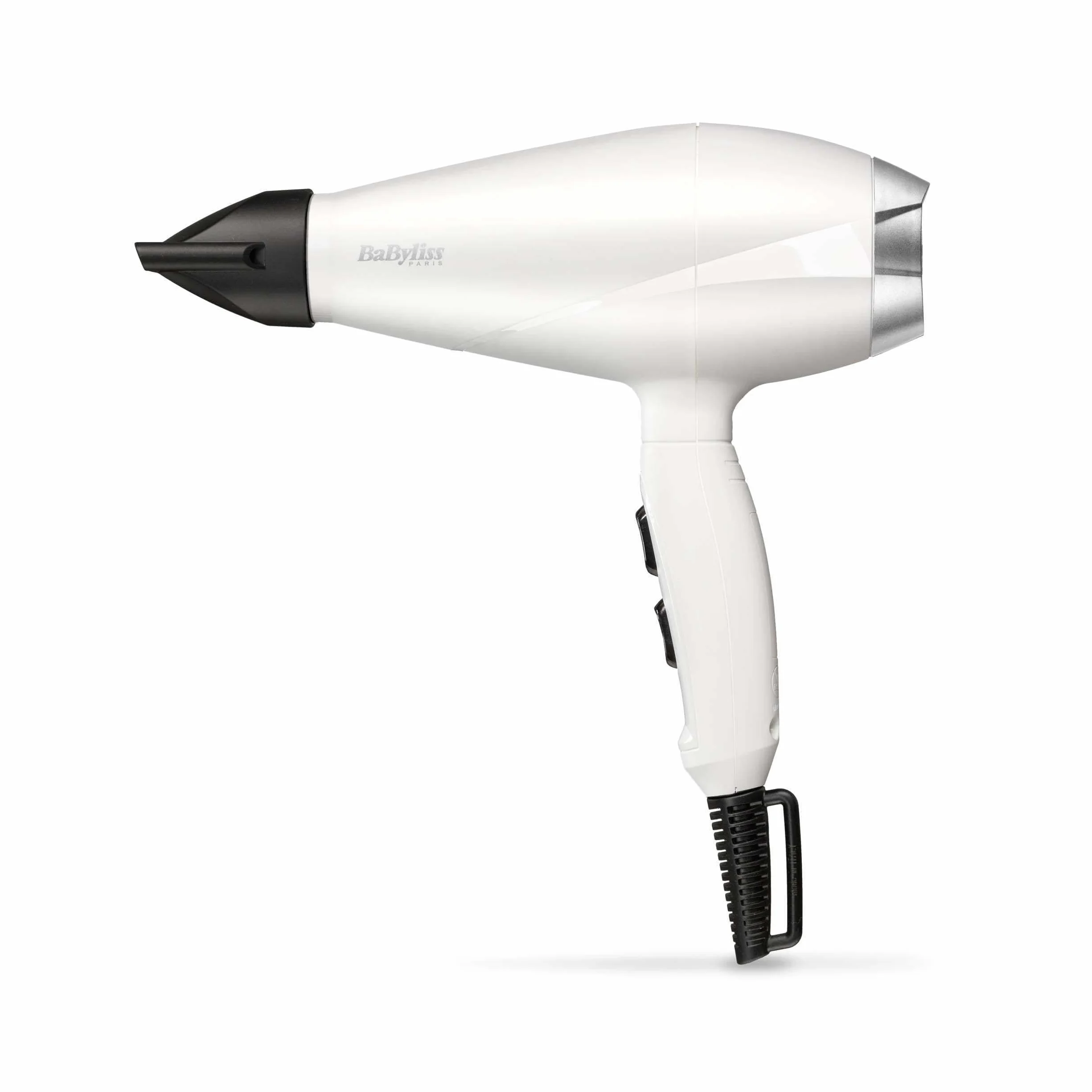 BaByliss Sèche-cheveux Speed Pro 2000 Sèche cheveux 2000W Moteur Professionnel AC Fabriqué en Italie Léger Technologie Ionique Anti-Frisottis 3 réglages température 2 réglages vitesses Blanc 6704WE