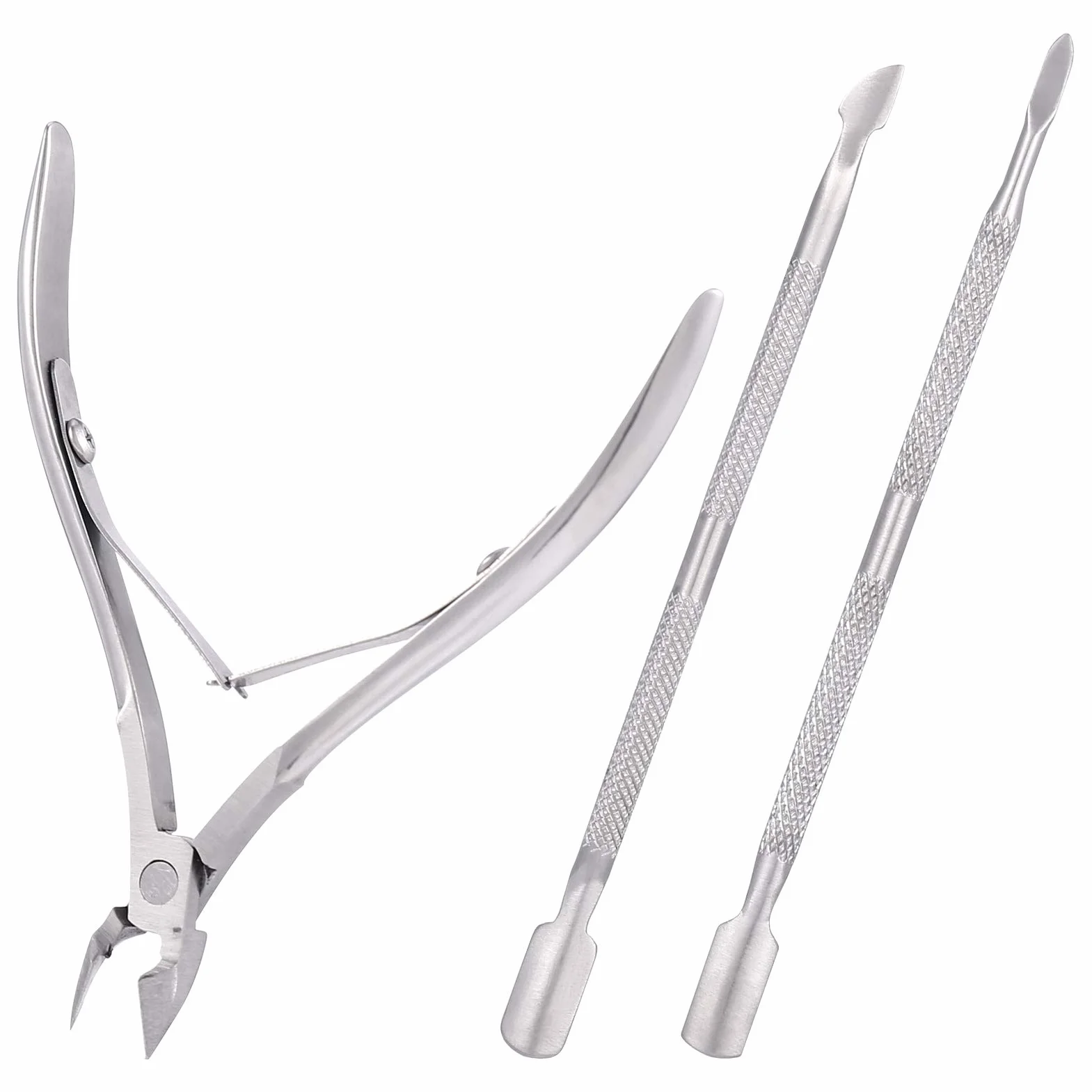 SUSSURRO 3 Pièces Trousse Entretien Cuticules Acier Inoxydable Pince Coupante Poussoir Lime Manucure Pédicure