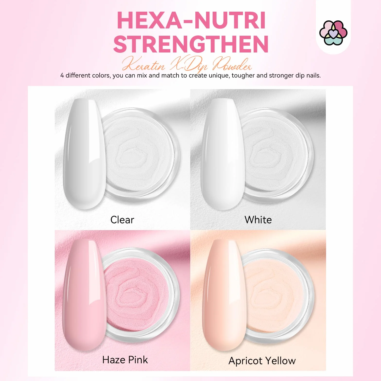 SAVILAND Kit Dipping Powder Professionnel Démarrage Ongles 4 Couleurs Claire Blanc Rose Nudes Base Activateur Top Coat