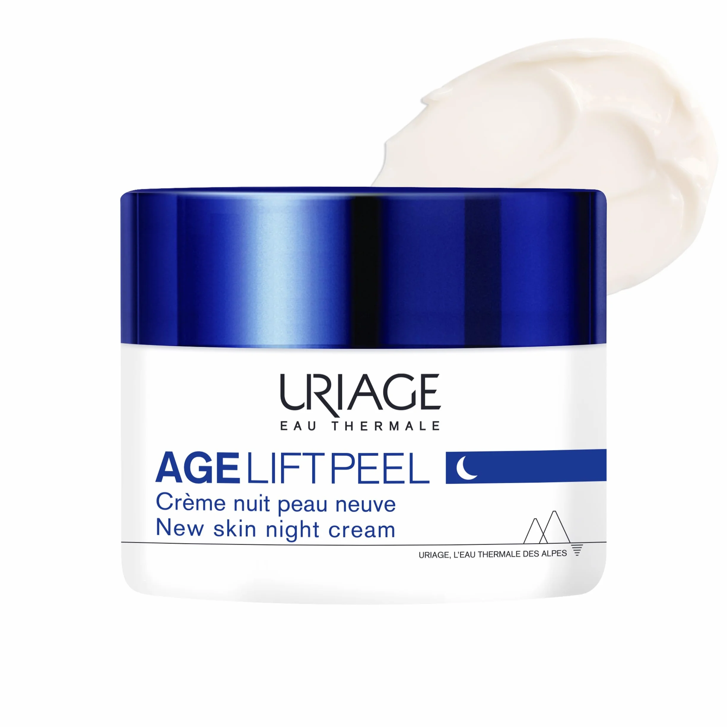 Uriage Age Lift Peel Crème Nuit Peau Neuve avec 3,6% d'AHA et d'Acide Hyaluronique - Lisse, Repulpe et Raffermit la Peau - Texture Riche et Crémeuse - Convient aux peaux sensibles - 50 ml