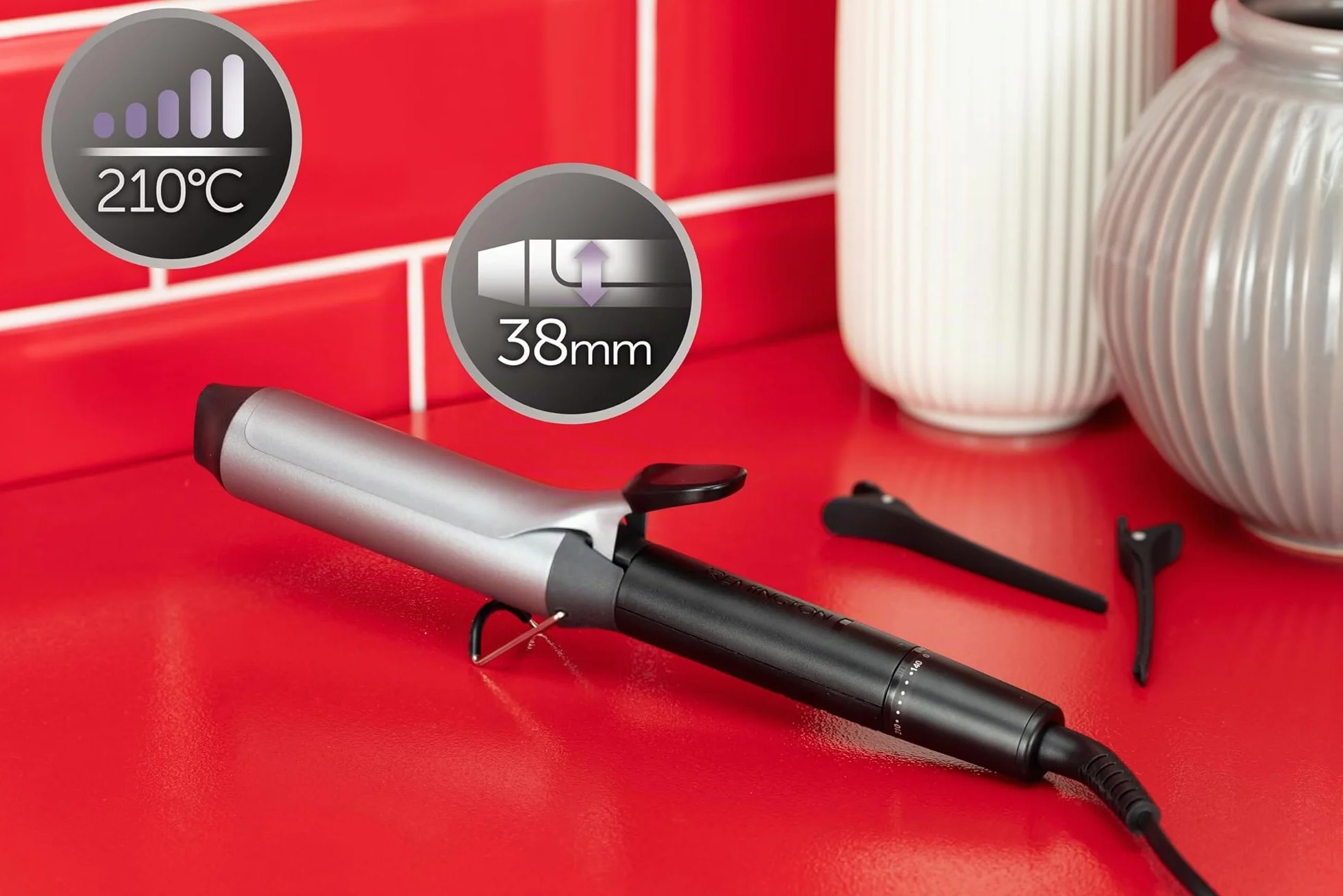 Remington Pro Big Curl CI5538 Boucleur à cheveux 38mm Céramique-titane Antistatique Ionique 140-210°C