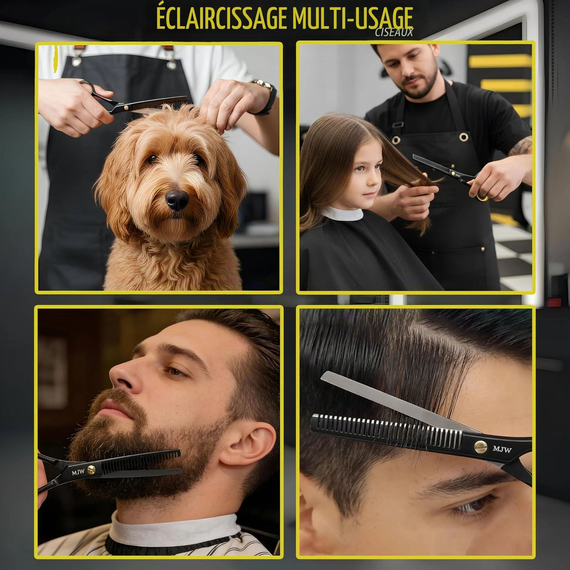MJW Ciseaux à Effiler les Cheveux en Acier Inoxydable pour Texturation et Superposition