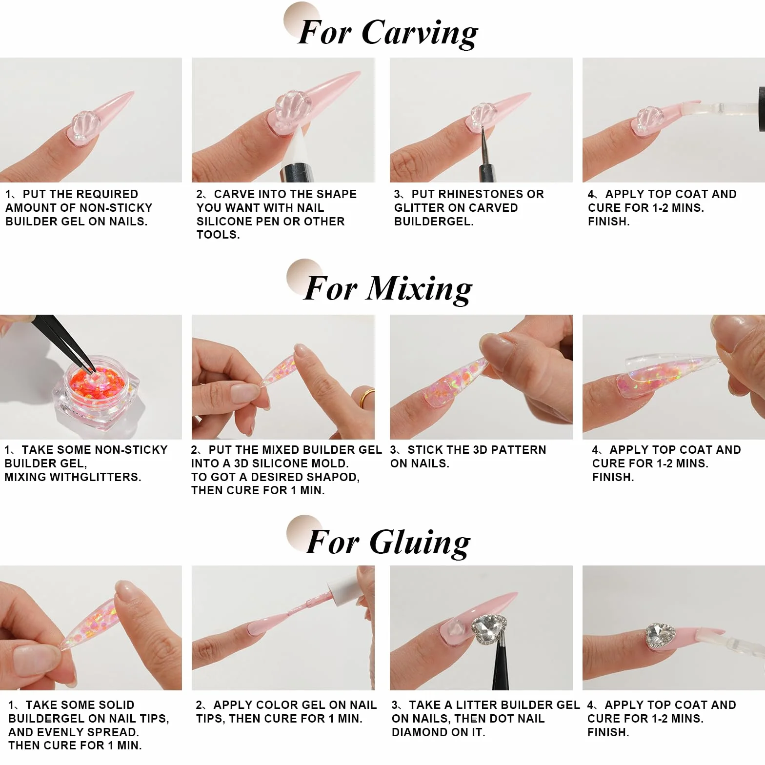 Gel solide pour extension d'ongles EODCI - Dur, fleur, renforcer - Maison & salon