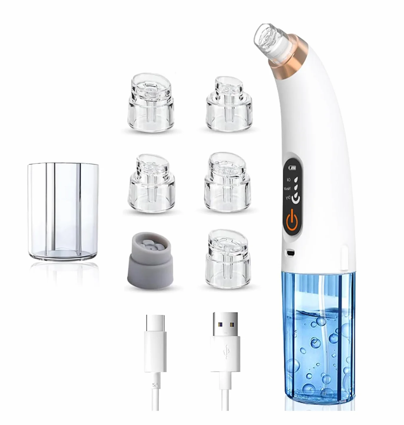 Aspirateur Point Noir Extracteur de Comédons Nettoyage des Pores avec 6 Sondes et 3 Modes, Professionnel Extracteur de Point Noir Electrique Tire Nettoyant de Pores Soin Visage