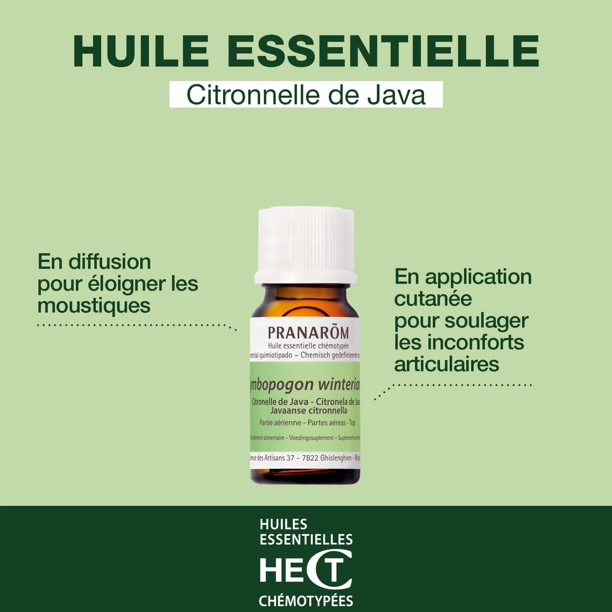Huile Essentielle de Citronnelle de Java HECT Anti-moustiques 10 ml