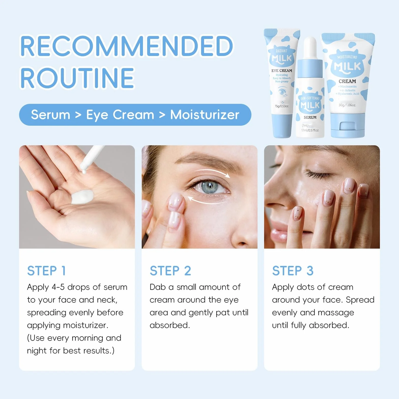 Ensemble de soins de la peau au lait pour adolescentes – Kit de voyage hydratant taille voyage