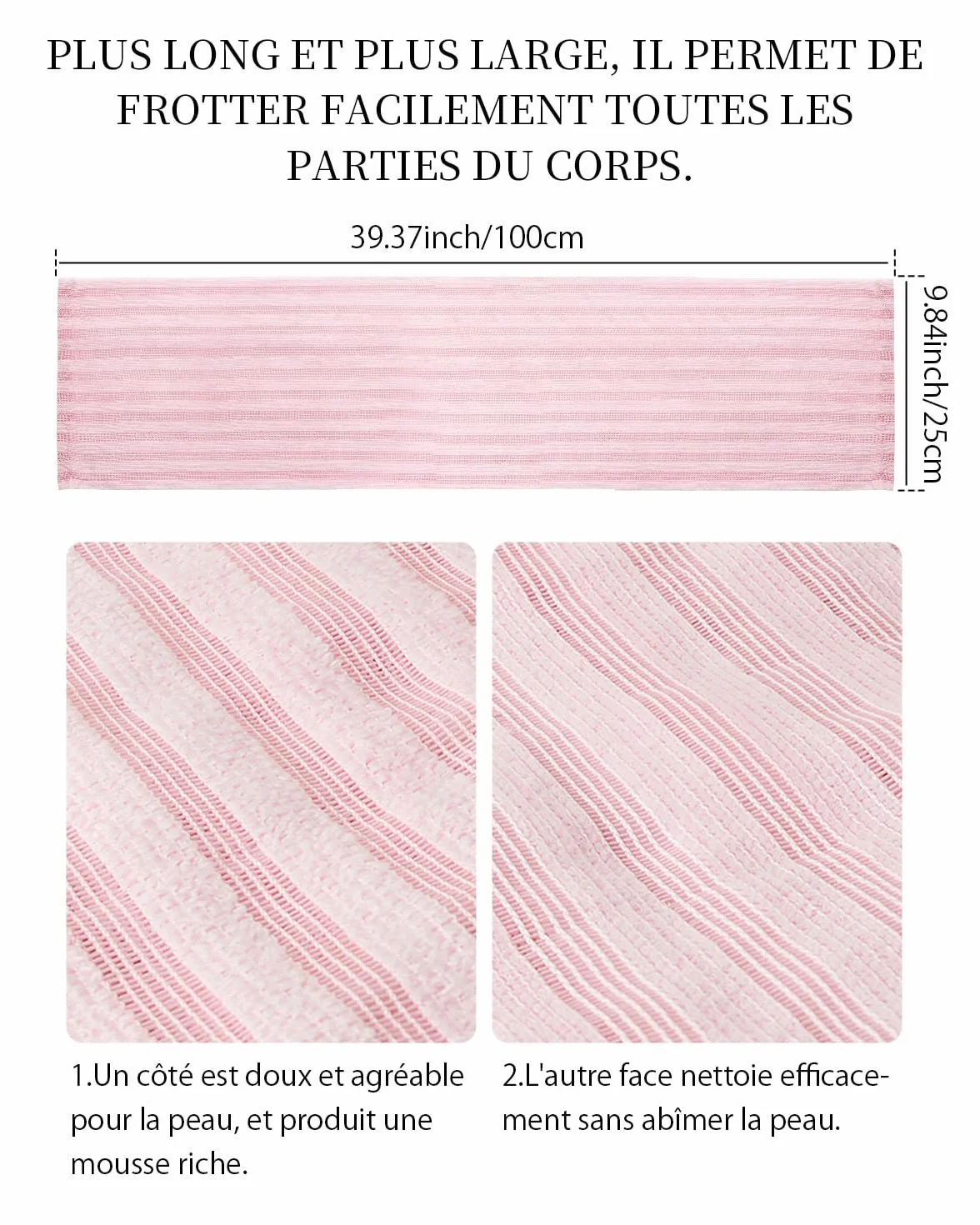 Serviette Exfoliante Japonaise Lot de 2, Exfoliation Douce du Corps, Séchage Rapide, Accessoire Bain Peaux Sensibles (Noir)