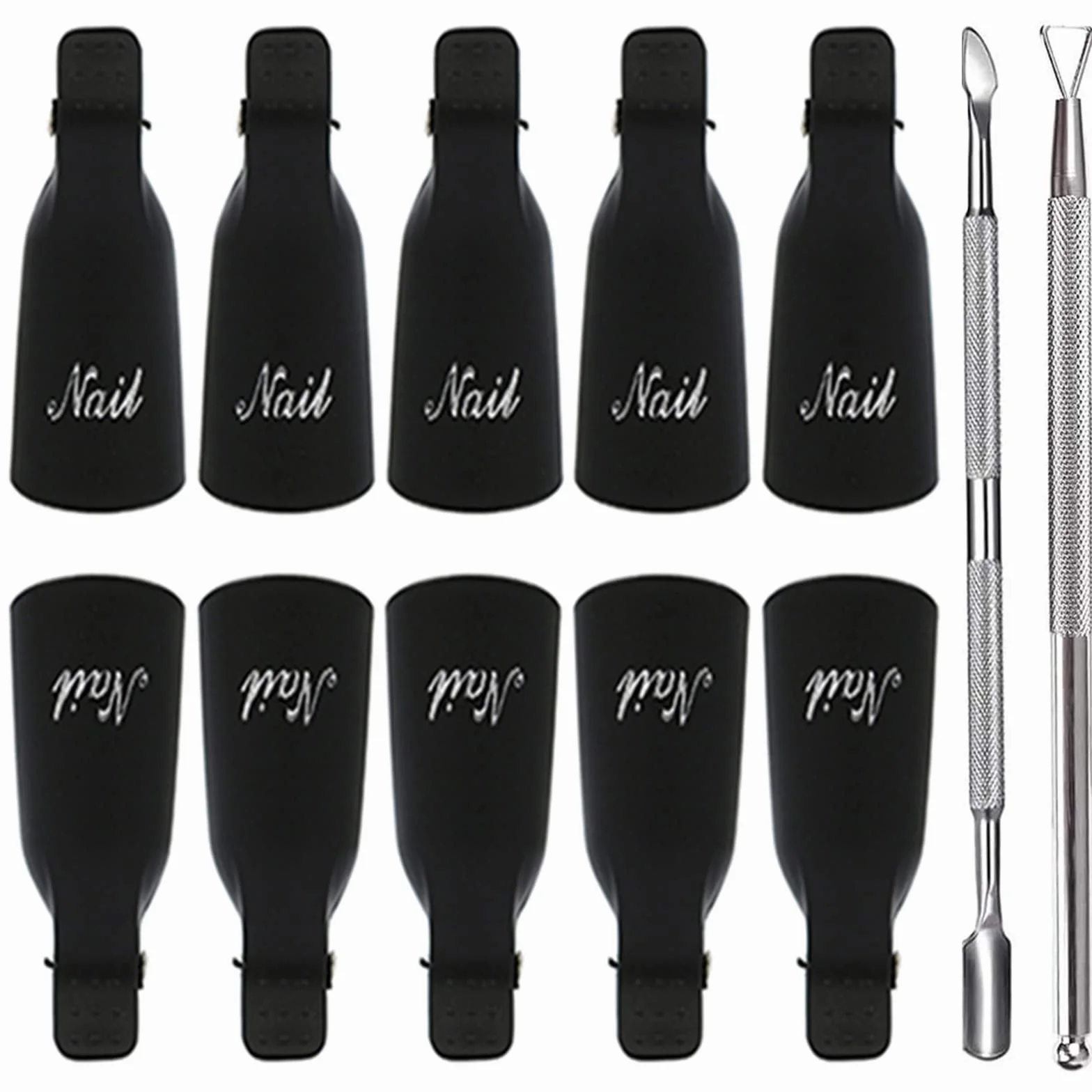 10 Pièces Dissolvant Clips à Ongles en Acrylique Kit Manucure avec 2 Coupe Cuticules
