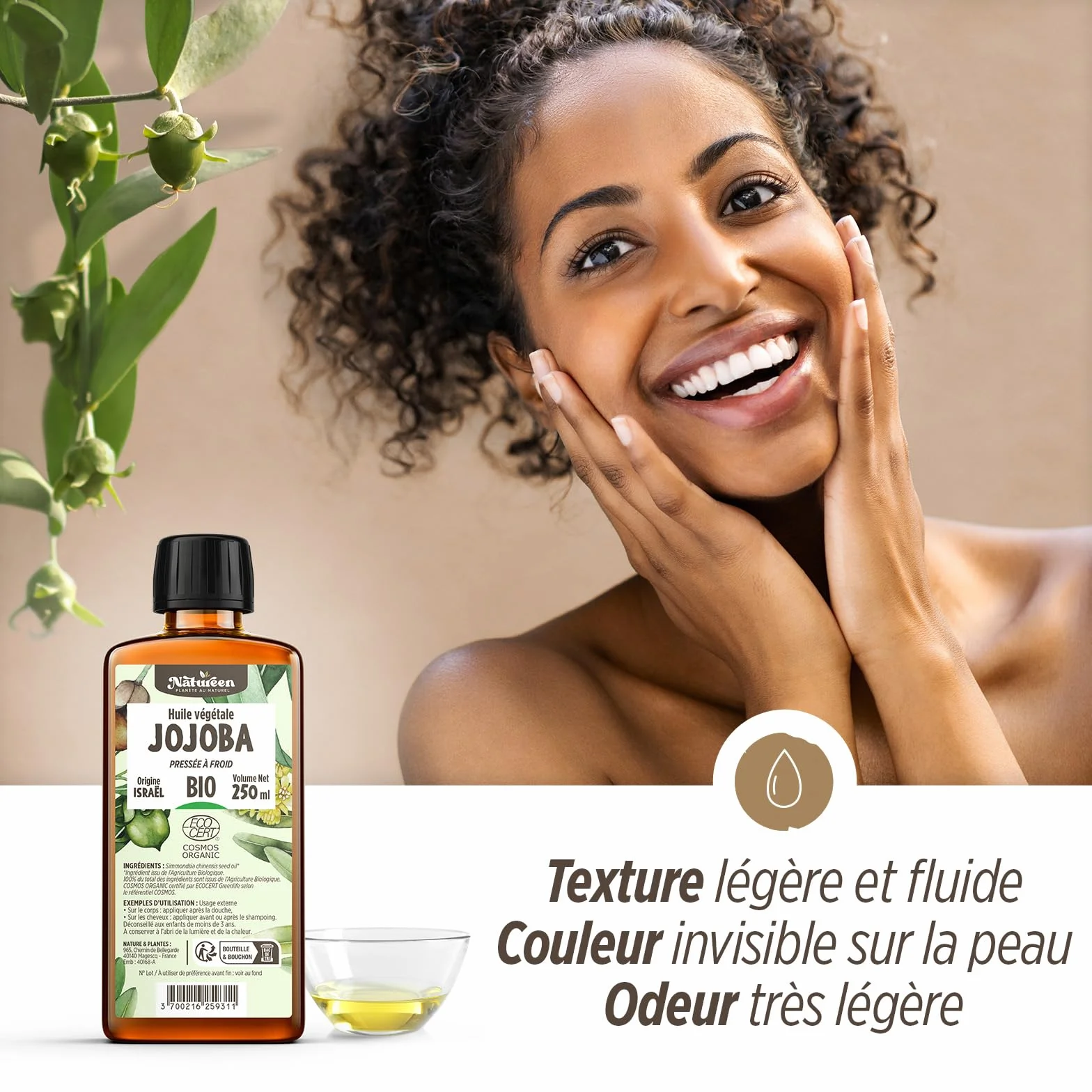 Huile de JOJOBA Bio 150 ml Cosmos Organic Planète au Naturel Pure Pressée à froid