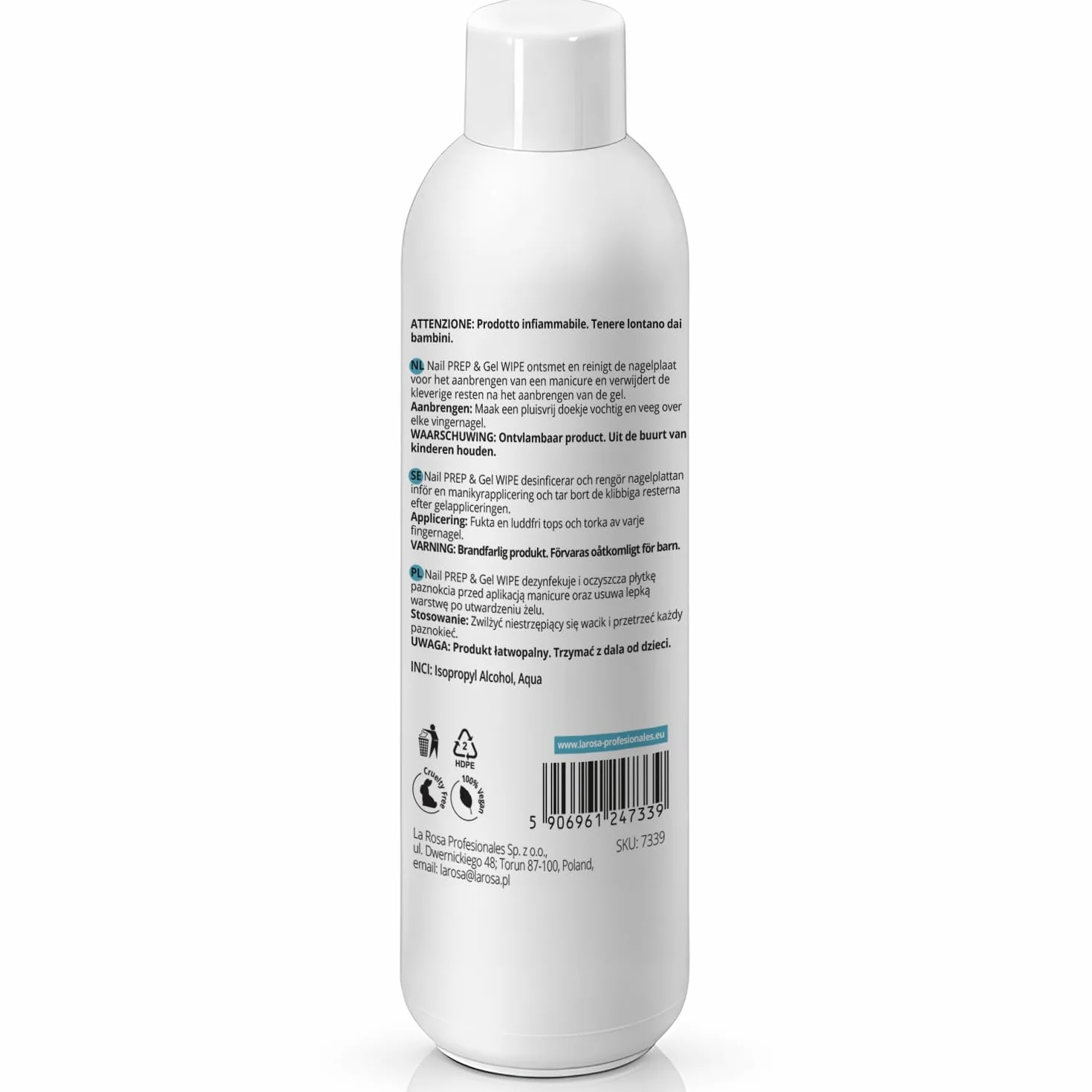 LaRosa Nail CLEANER Ongles Degraissant 1000 ml IPA Cleaner Isopropanol Désinfectant