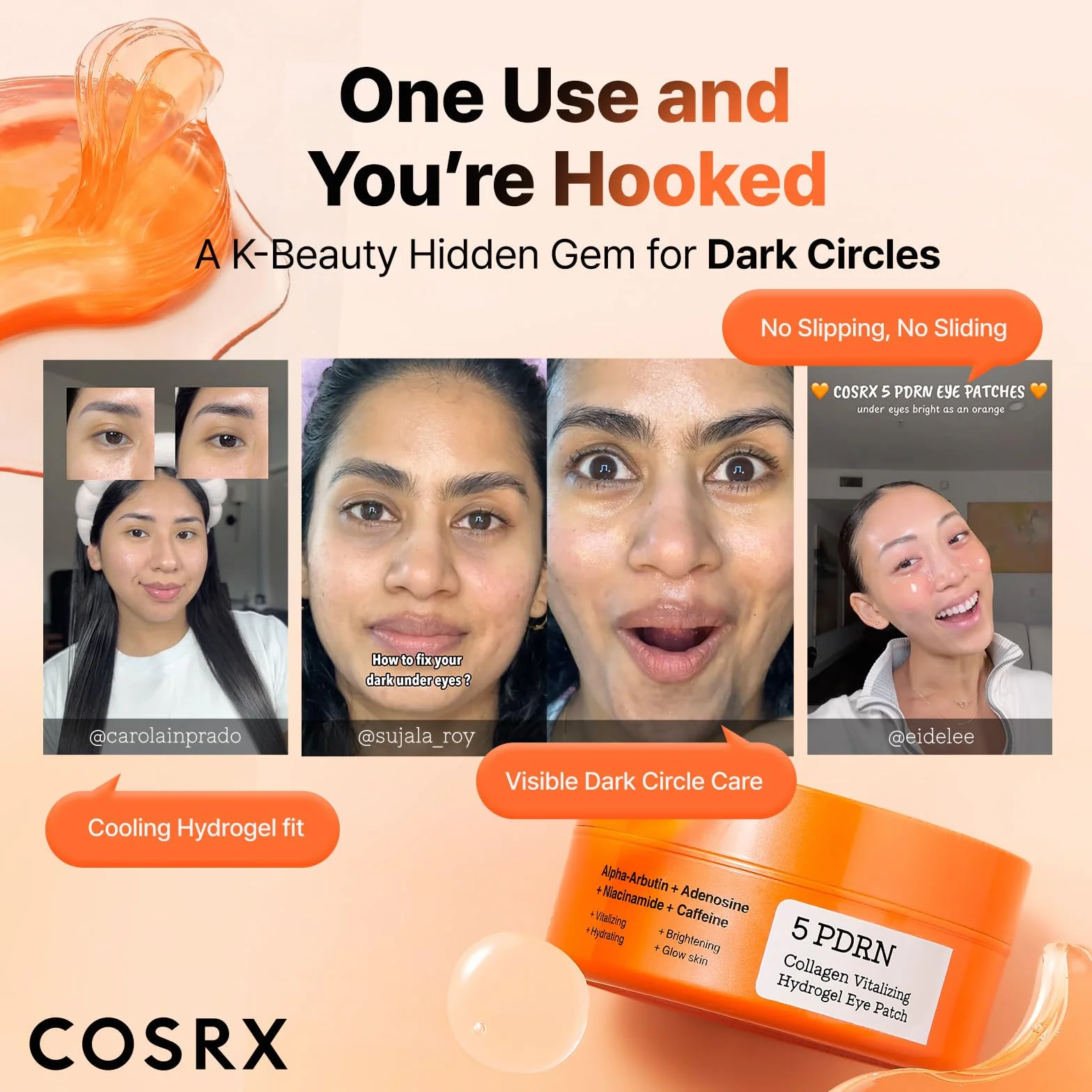 COSRX Lot de 5 patchs pour les yeux hydrogel vitalisant au collagène PDRN (60 patchs)