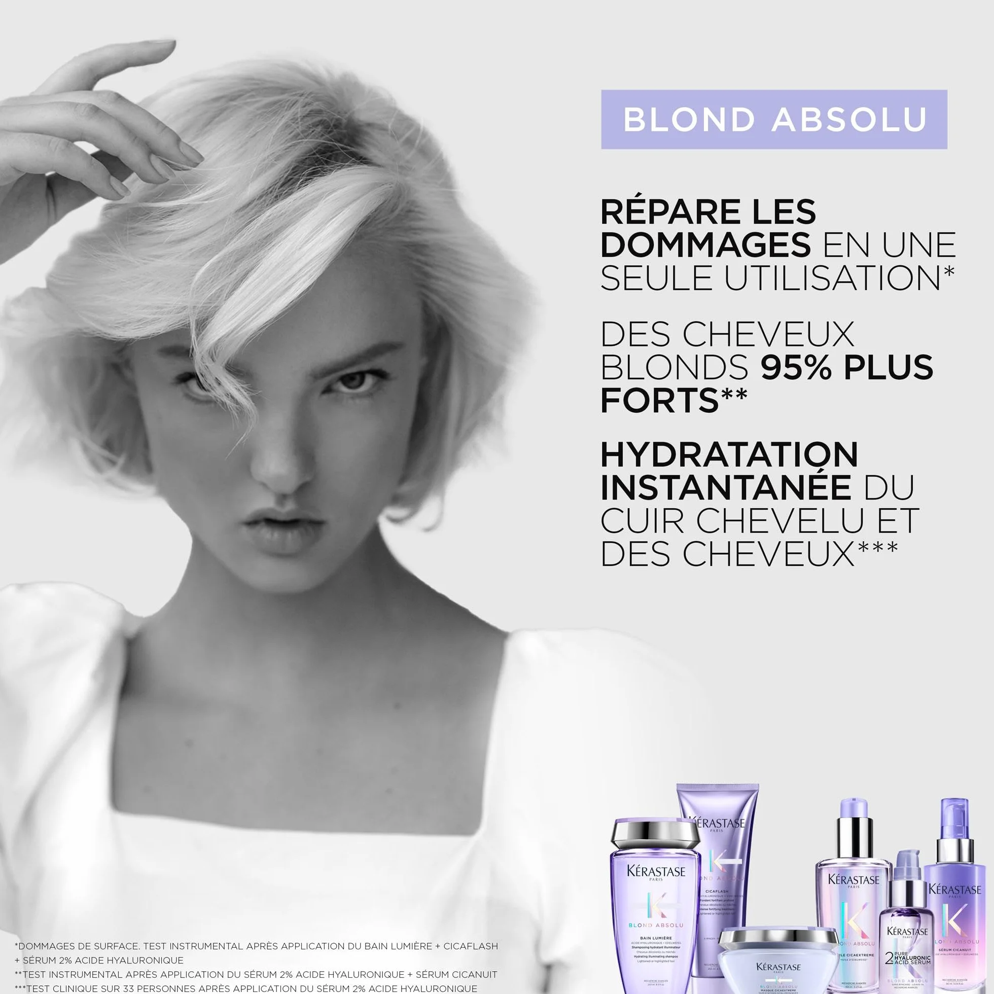 KÉRASTASE Blond Absolu - Routine Anti UV Pour Cheveux Méchés & Décolorés - Illumine & Neutralise Les Faux Reflets - Acide Hyaluronique & Edelweiss - Shampoing + Masque