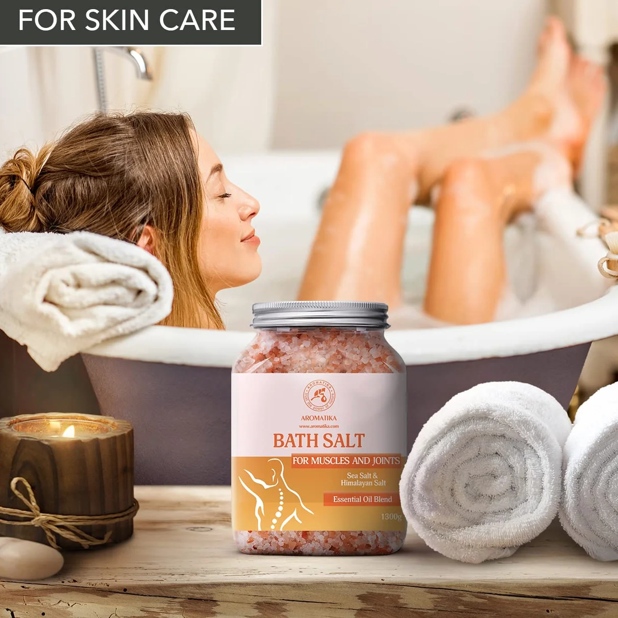 Sel de Mer Articulations & Muscles 1300g - Huiles Essentielles Lavande Sauge Romarin - Sels Naturels - Soulage Muscles Fatigués