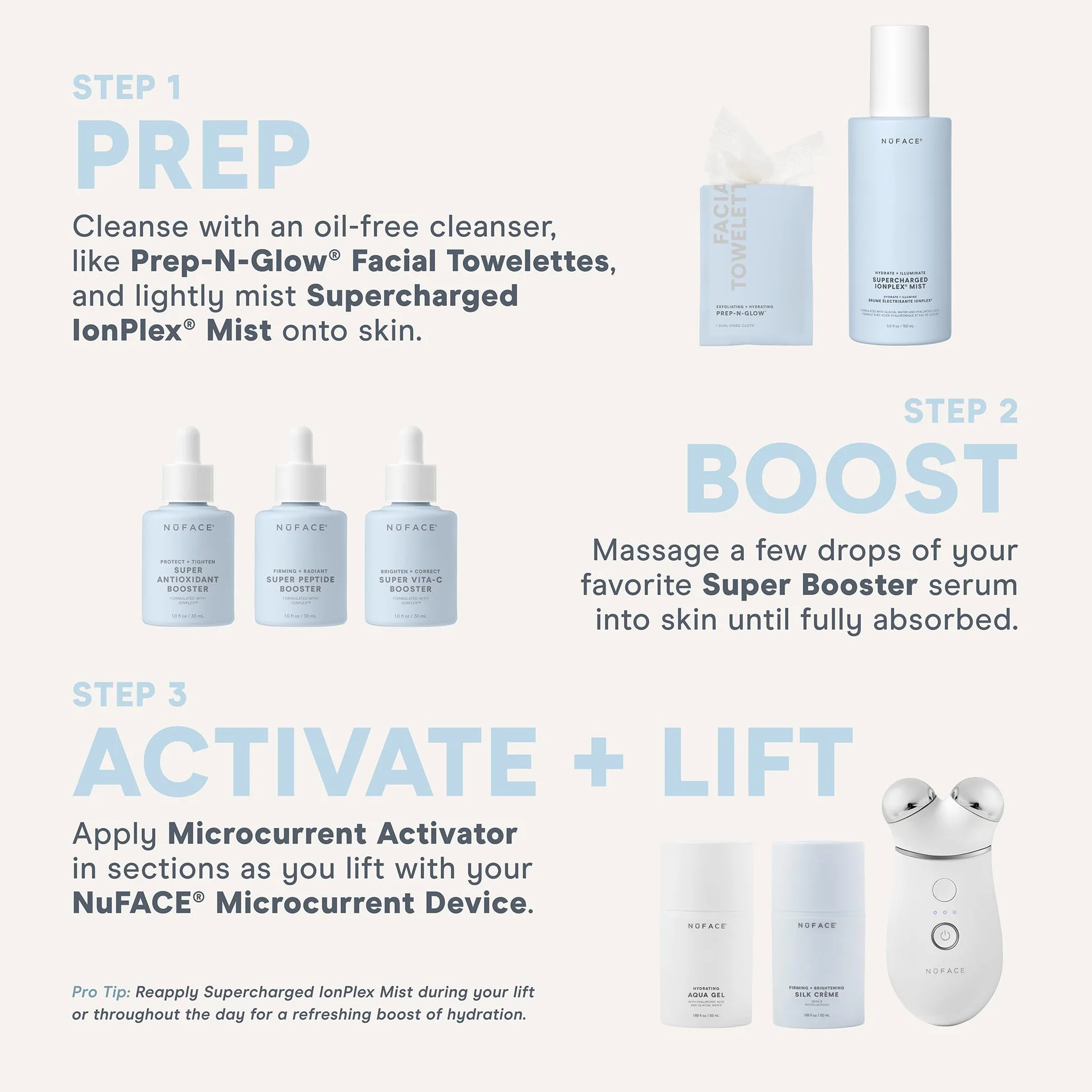 NuFACE Super Peptide Booster Sérum pour le visage - Sérum peptide contre les ridules et les rides avec IonPlex - Optimise les traitements à micro-courants avec le NuFACE Microcurrent Device (30 ml)