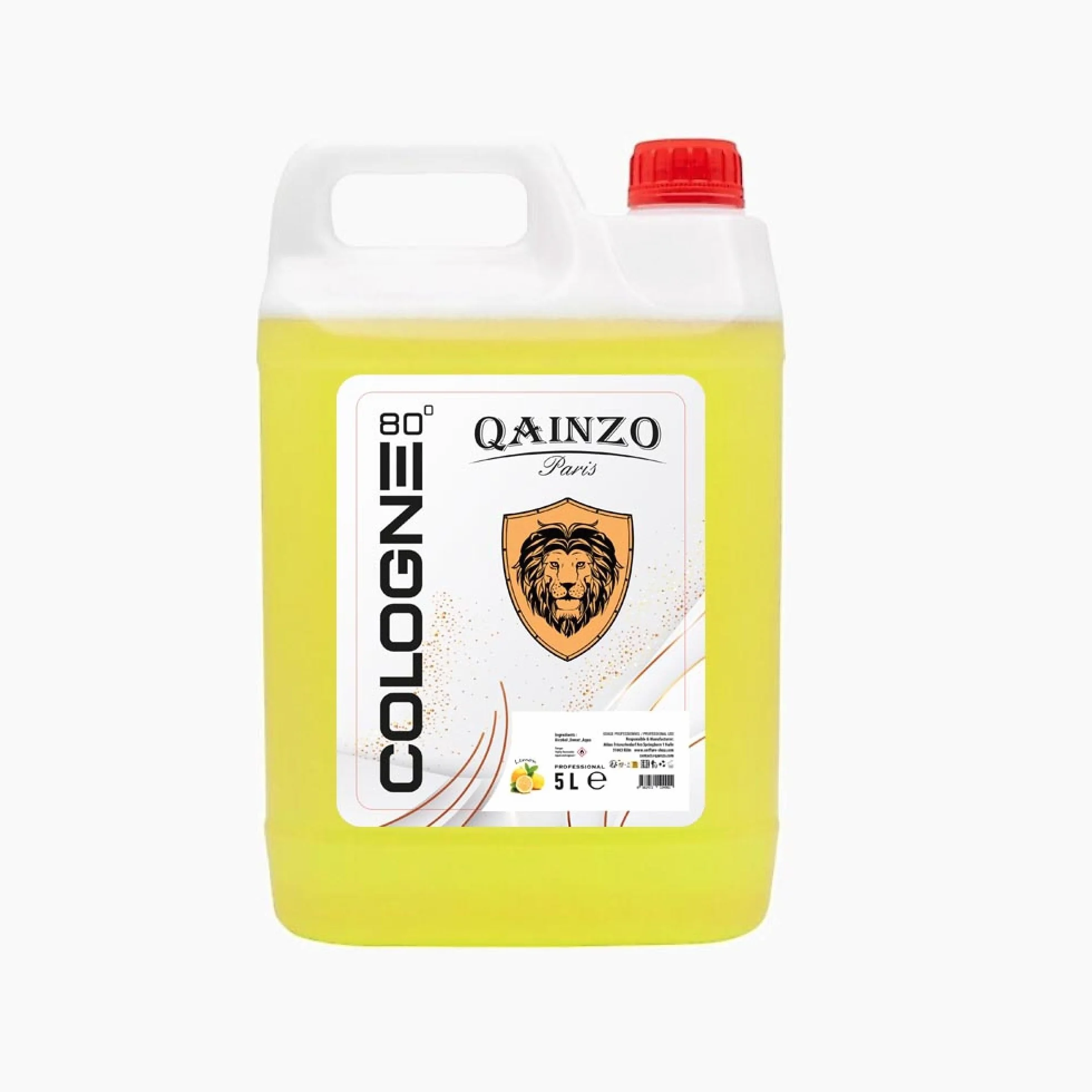 Qainzo Eau de Cologne Citron, Format Professionnel, 5 Litres