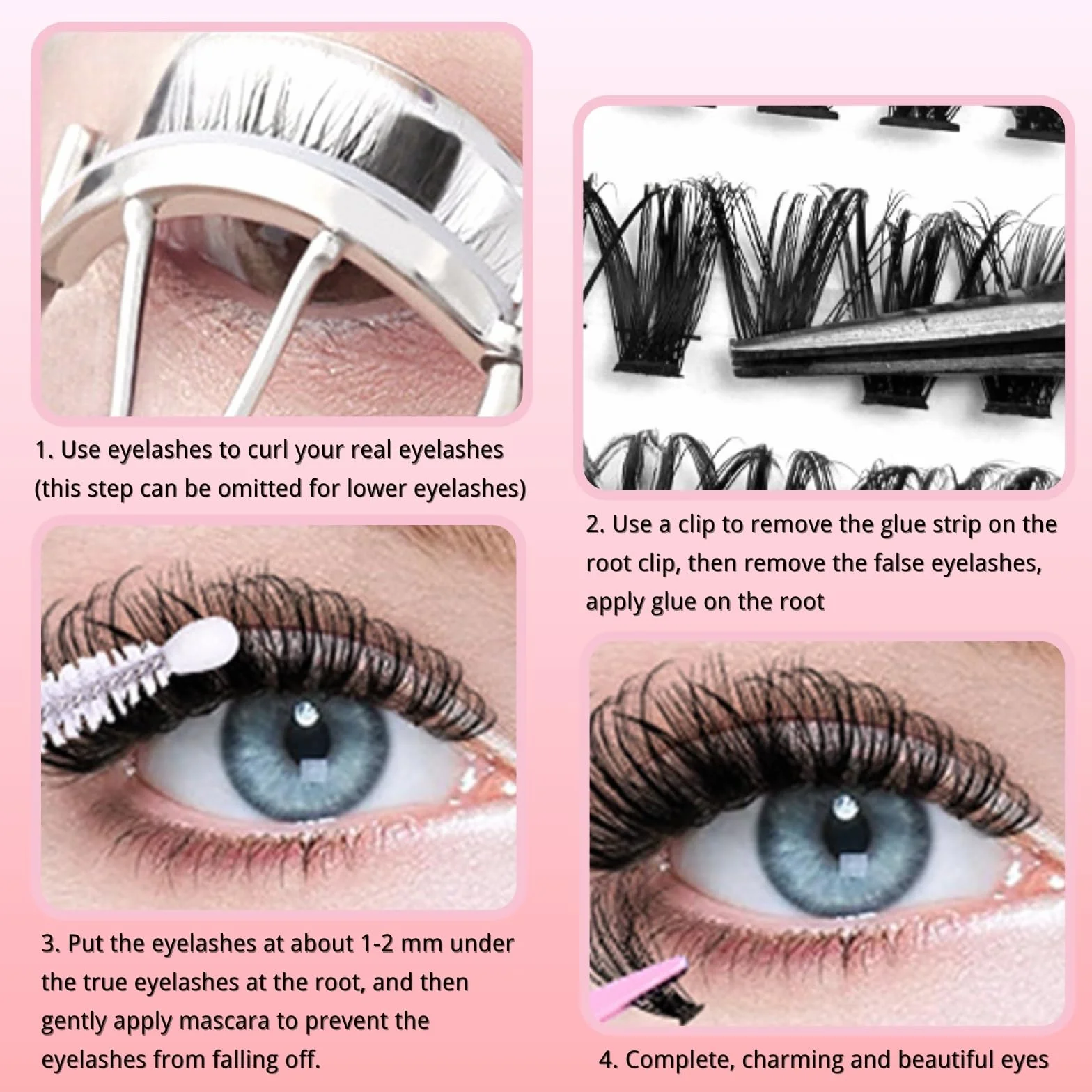 KEYRI 580 Pièces Faux Cils Individuel Extension Cils Kit DIY 8-16mm Mix