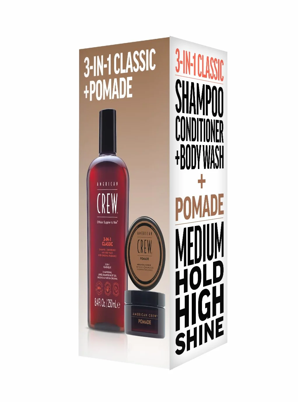 American Crew Coffret Duo de Soins Shampoing 3 en 1 250ml + Pomade Cire coiffante 50g