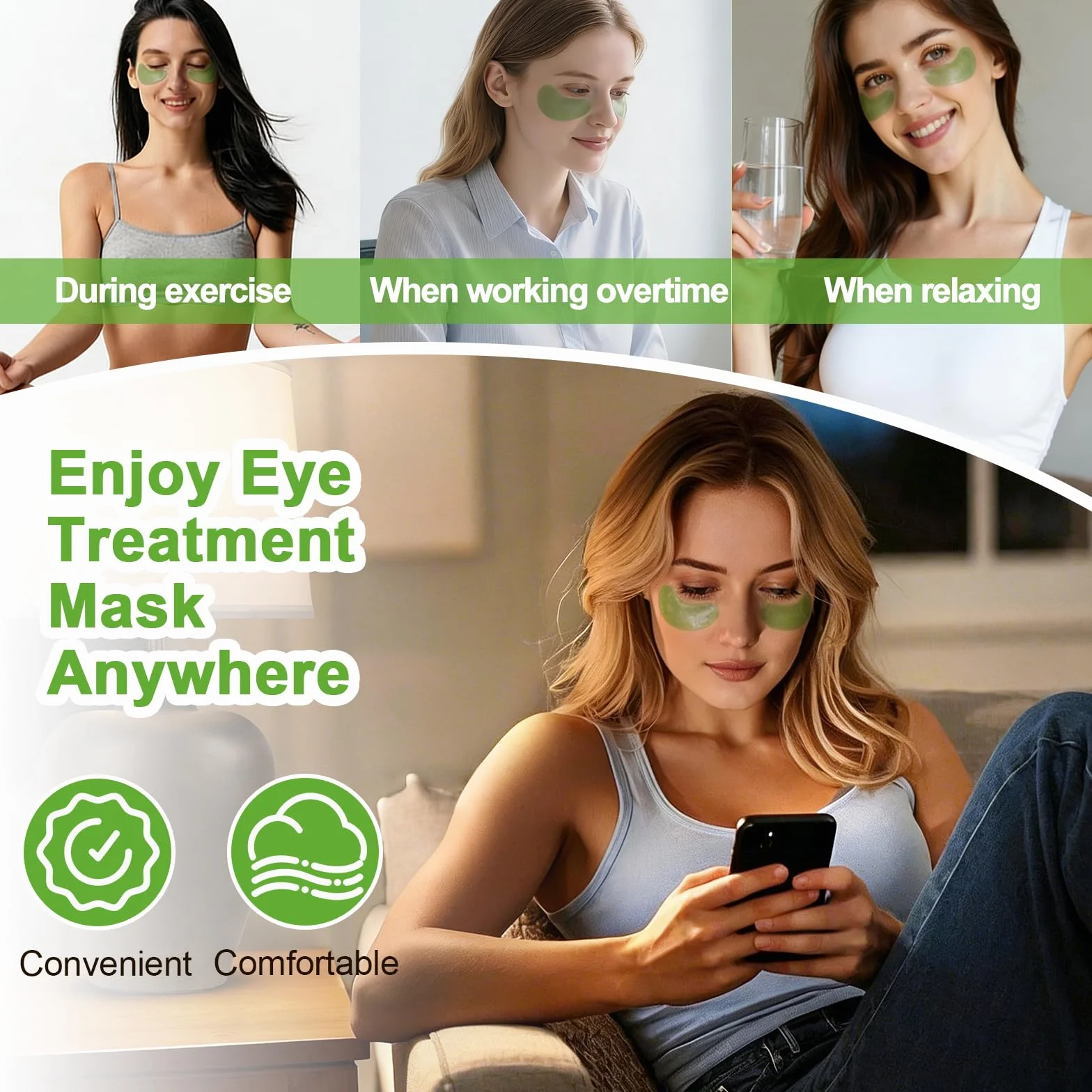 Aloe Vera Patchs Yeux 60 Pièces Anti Cernes Masque Collagène Contour des Yeux