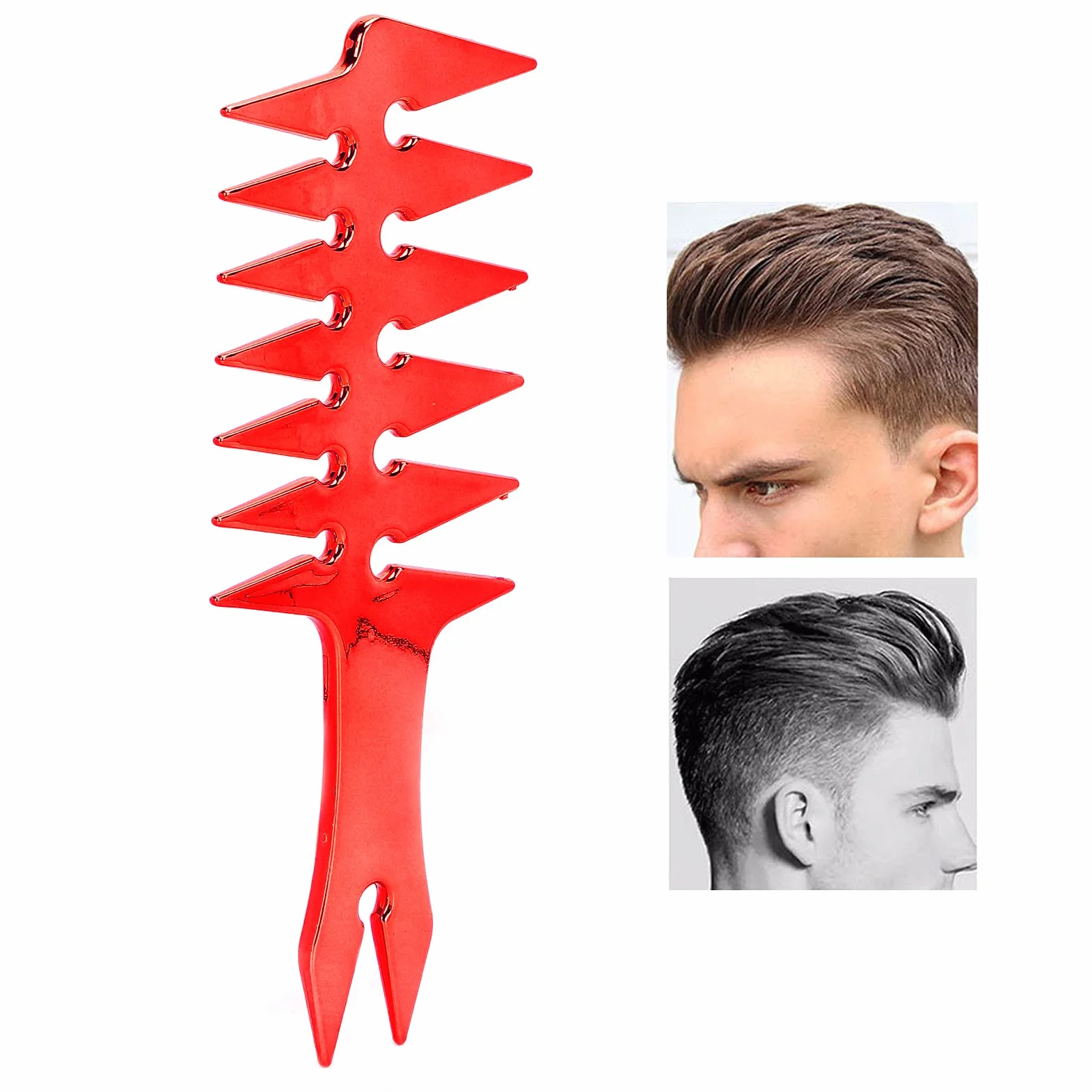 Peigne de Cheveux à Dents Larges Double Face 20 cm Rouge Plastique Rétro