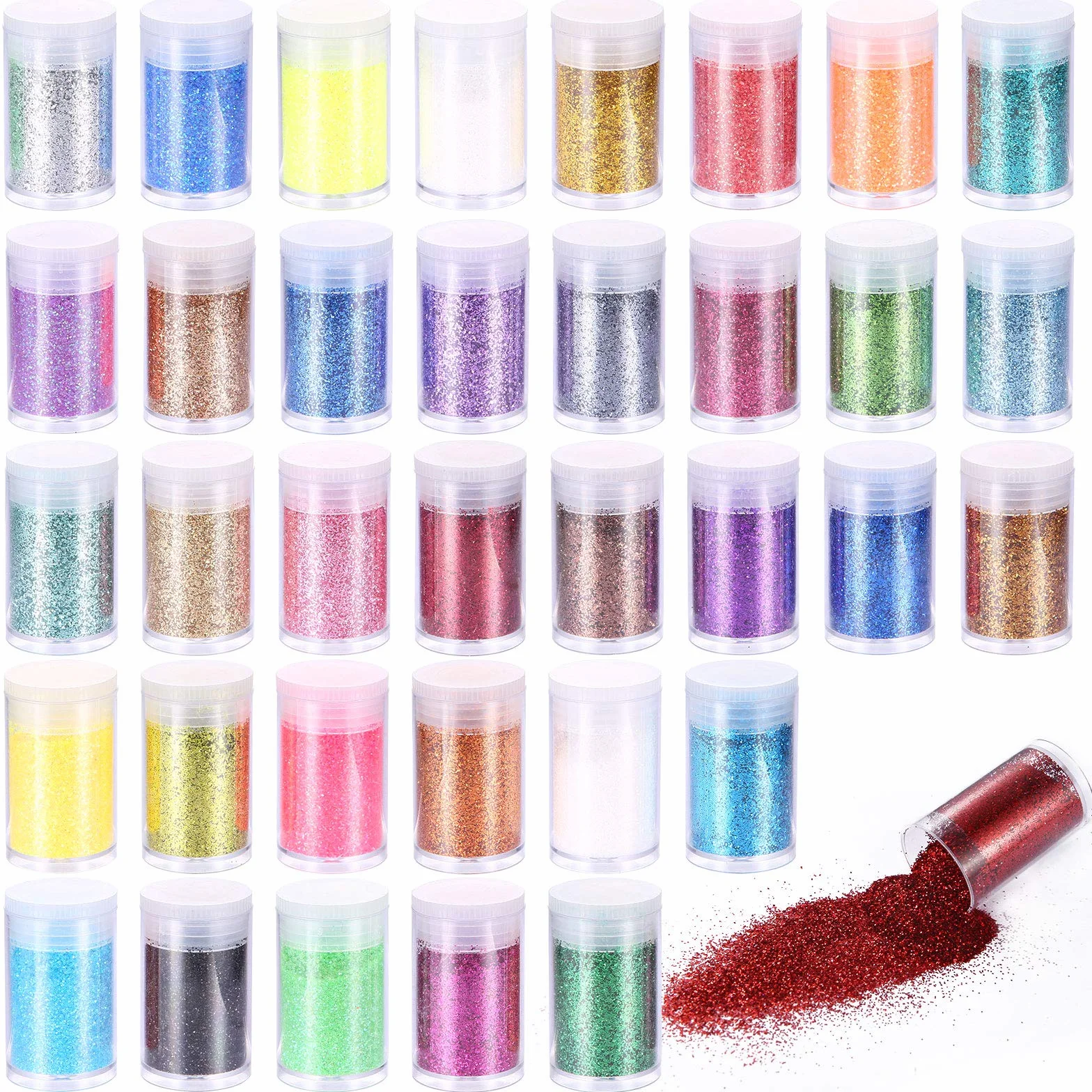 Poudre de Paillettes 36 Couleurs pour Nail Art Maquillage Cosmétiques Glitter Fines Enfant Loisirs Créatifs